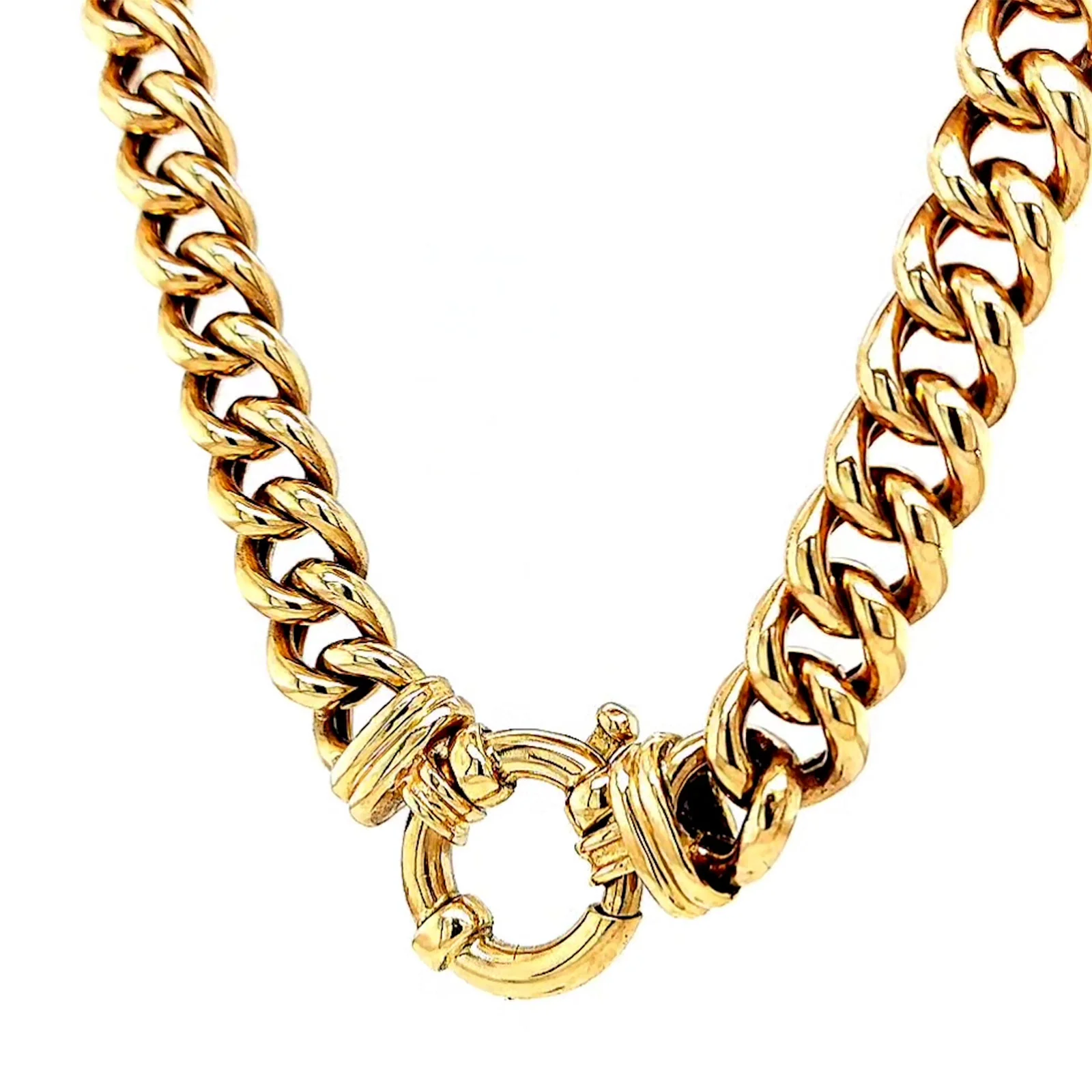 9ct Yellow Gold 45cm Hollow Curb Chain with Bolt Ring Necklace - Image 8