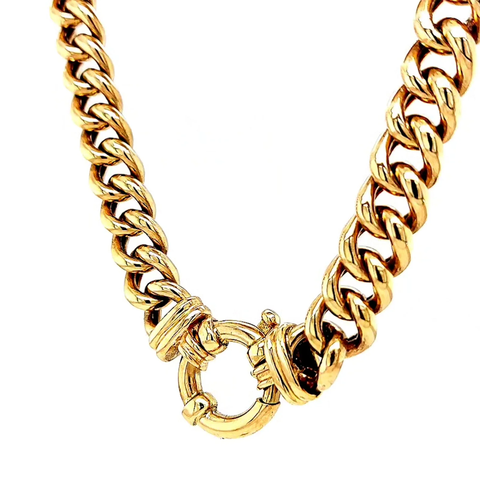 9ct Yellow Gold 45cm Hollow Curb Chain with Bolt Ring Necklace - Image 9