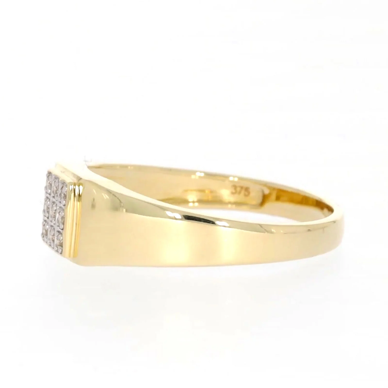 9ct Yellow Gold & Diamond Set Three Row Mens Ring - Image 16