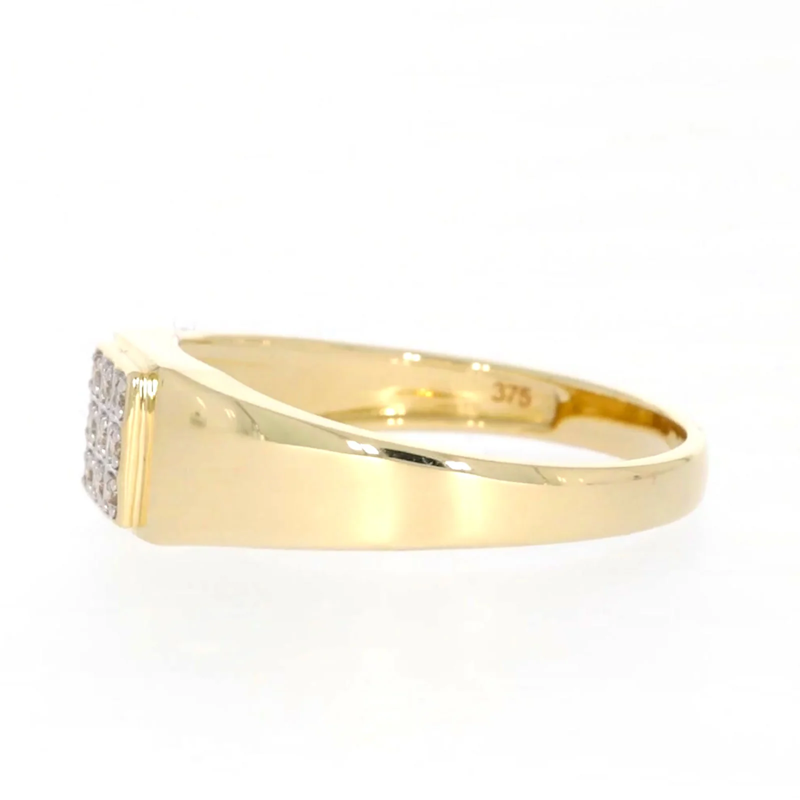9ct Yellow Gold & Diamond Set Three Row Mens Ring - Image 17