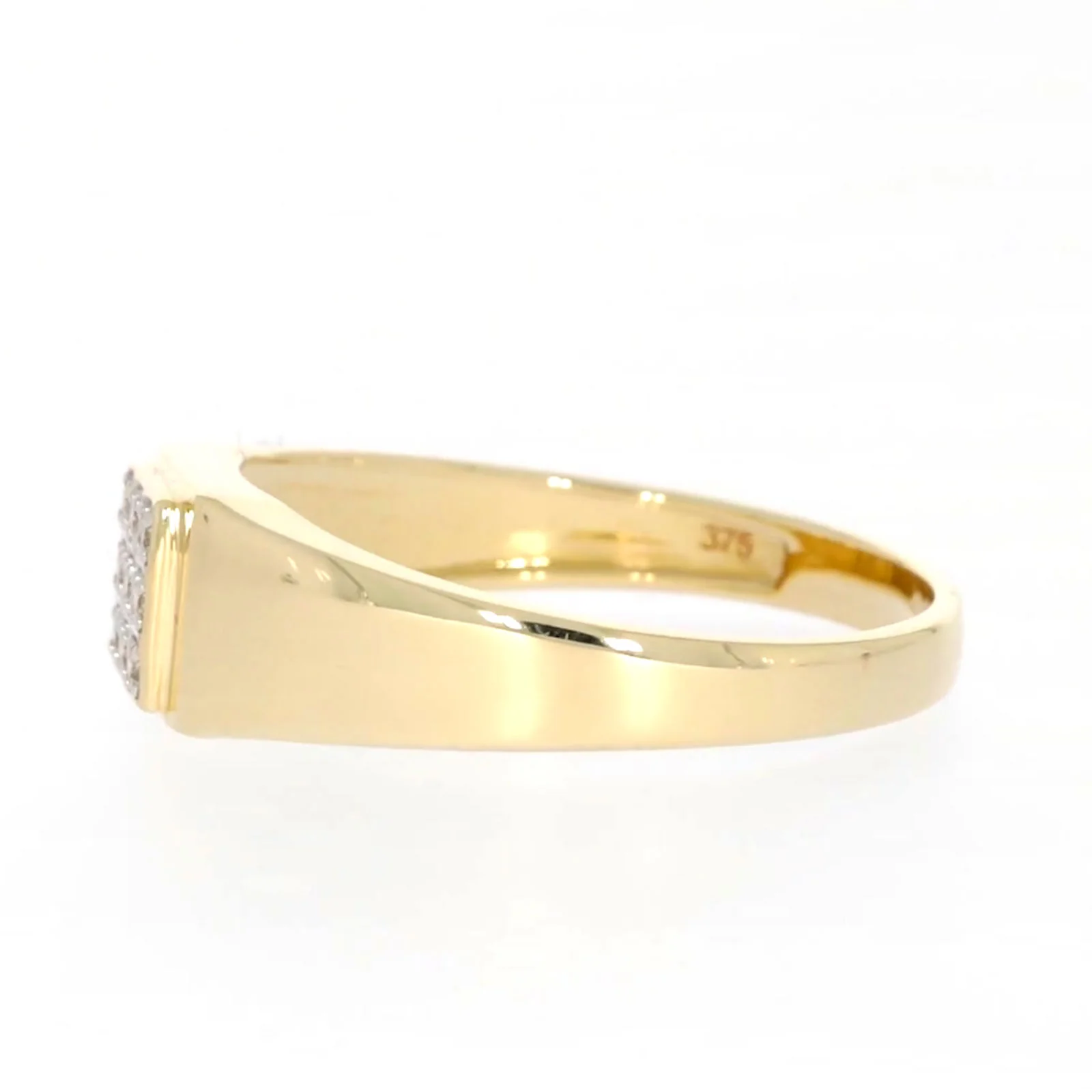 9ct Yellow Gold & Diamond Set Three Row Mens Ring - Image 18