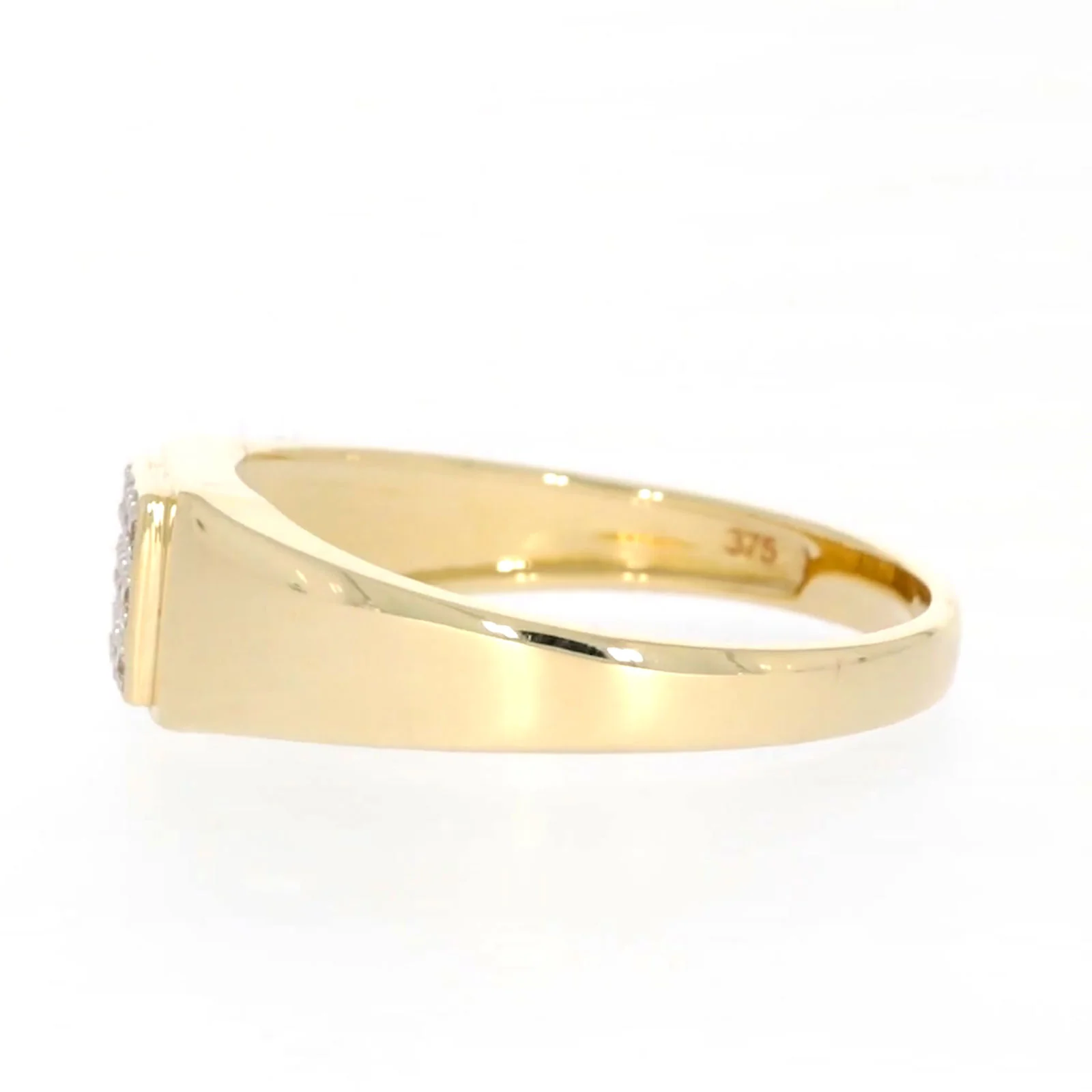 9ct Yellow Gold & Diamond Set Three Row Mens Ring - Image 19