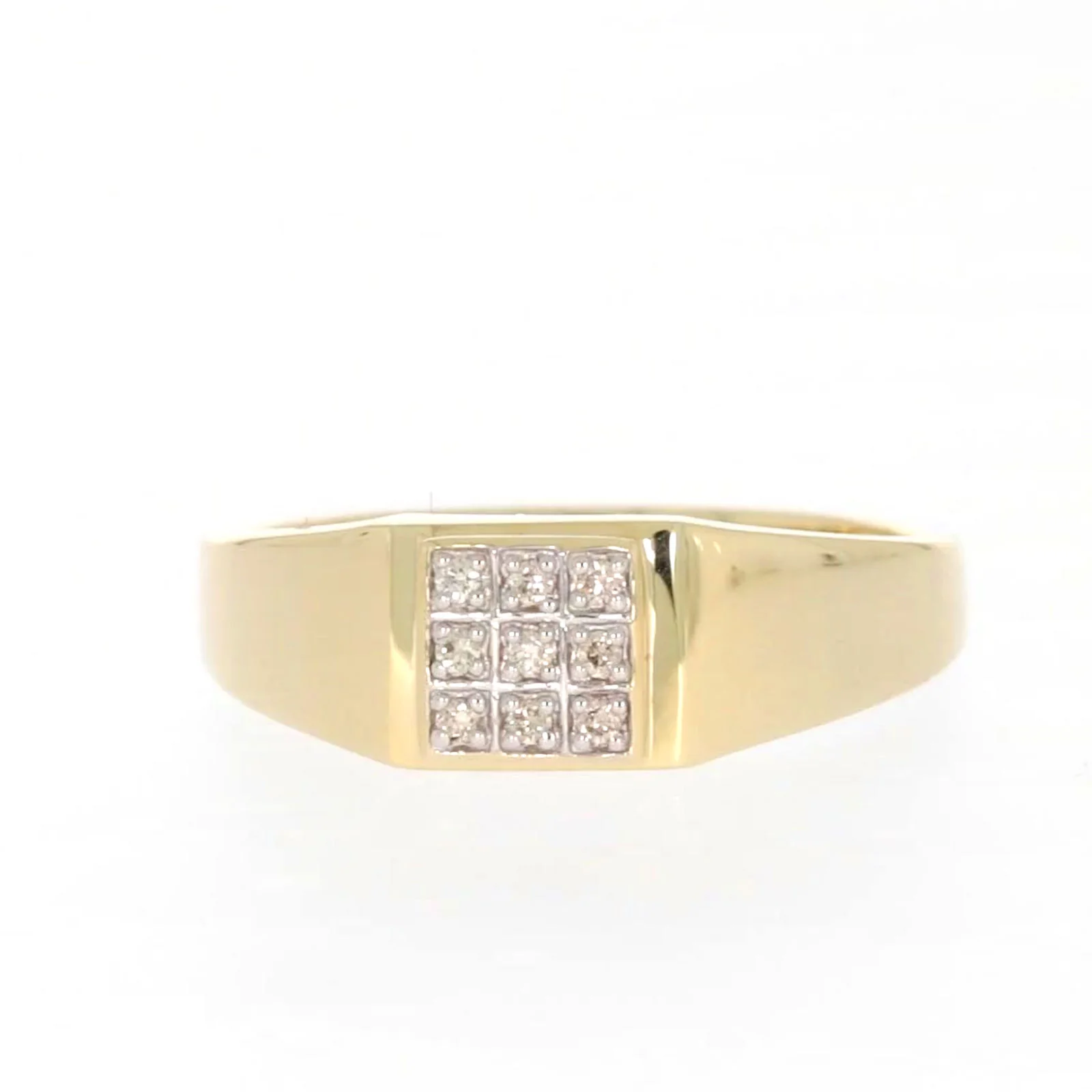 9ct Yellow Gold & Diamond Set Three Row Mens Ring - Image 2