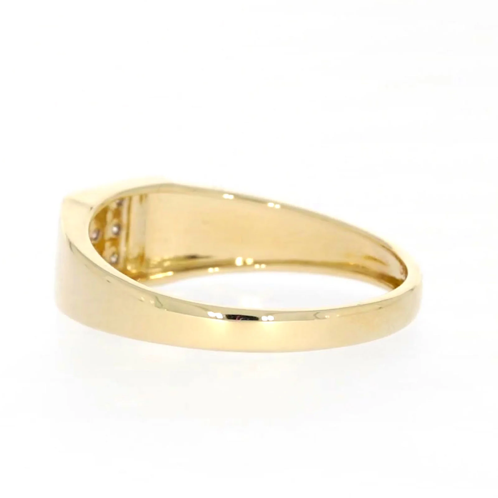 9ct Yellow Gold & Diamond Set Three Row Mens Ring - Image 28