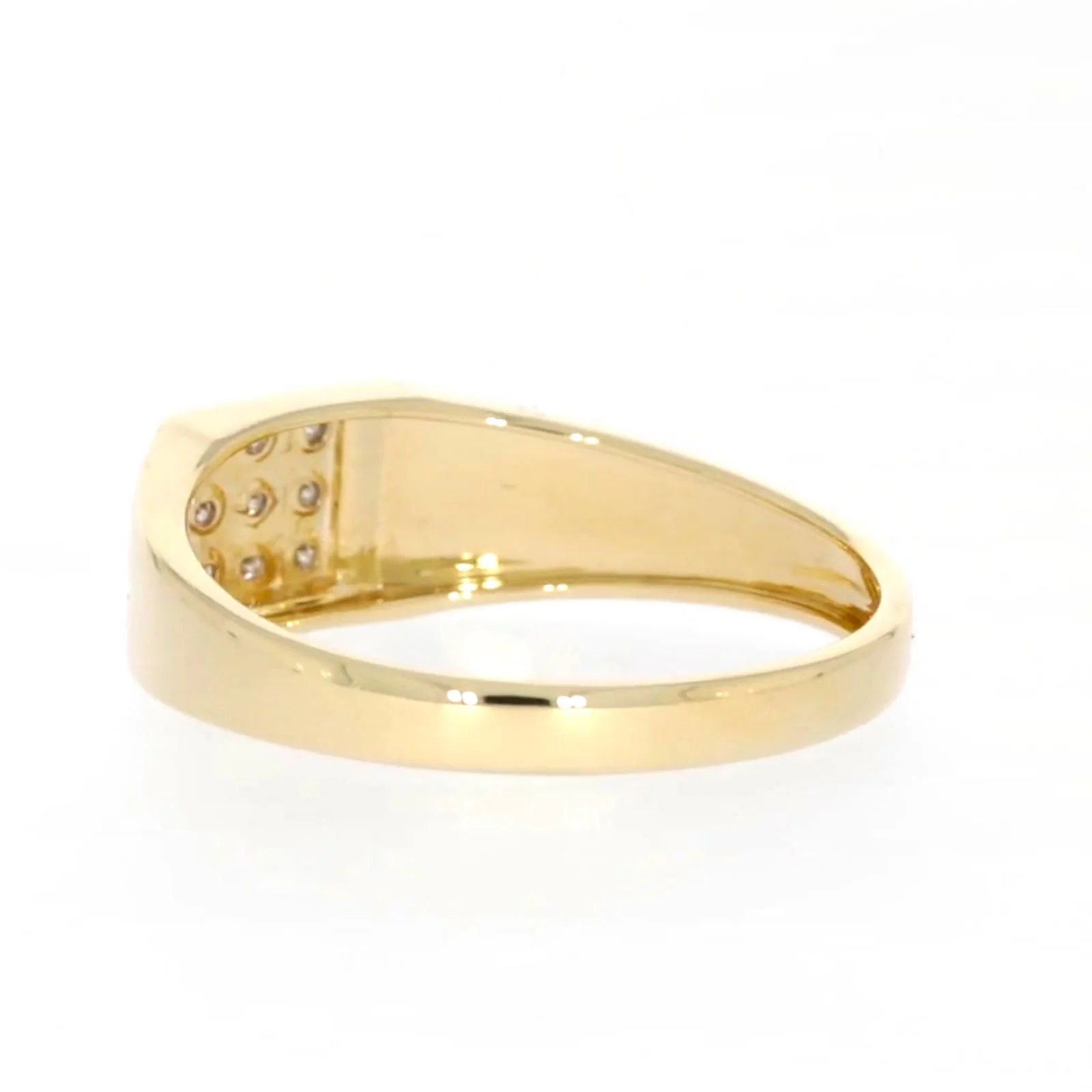 9ct Yellow Gold & Diamond Set Three Row Mens Ring - Image 30