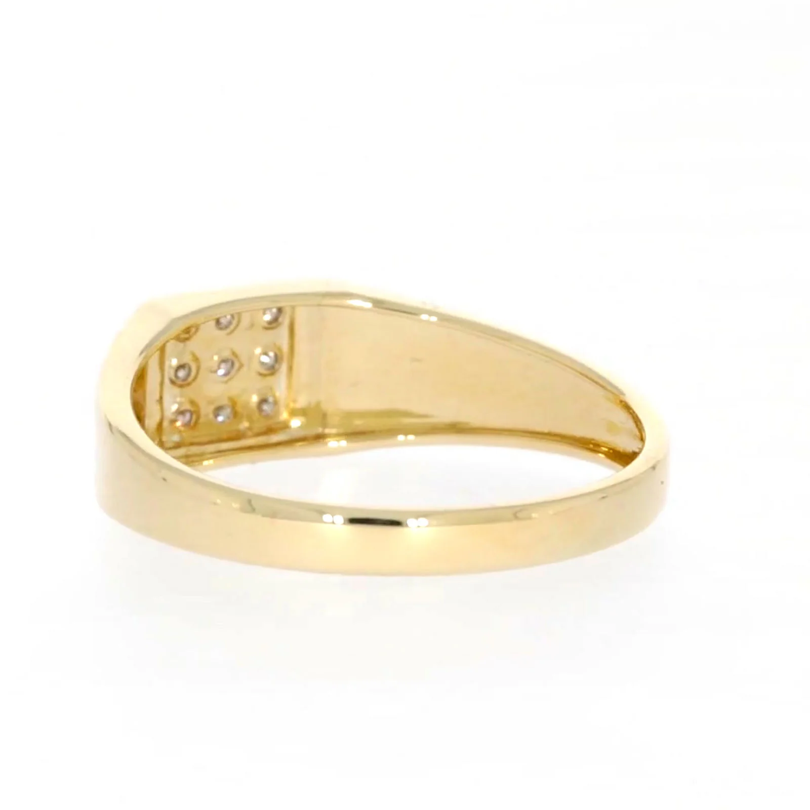 9ct Yellow Gold & Diamond Set Three Row Mens Ring - Image 32