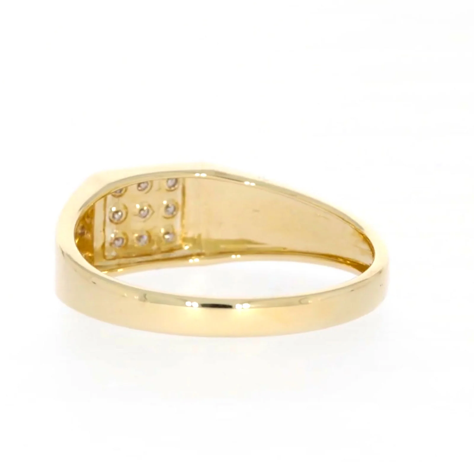 9ct Yellow Gold & Diamond Set Three Row Mens Ring - Image 33