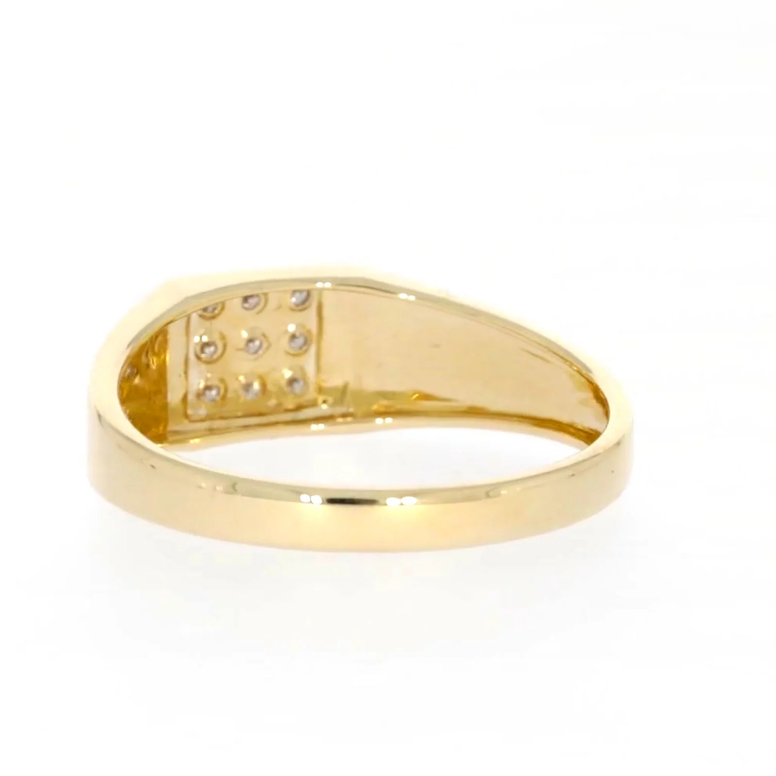 9ct Yellow Gold & Diamond Set Three Row Mens Ring - Image 34