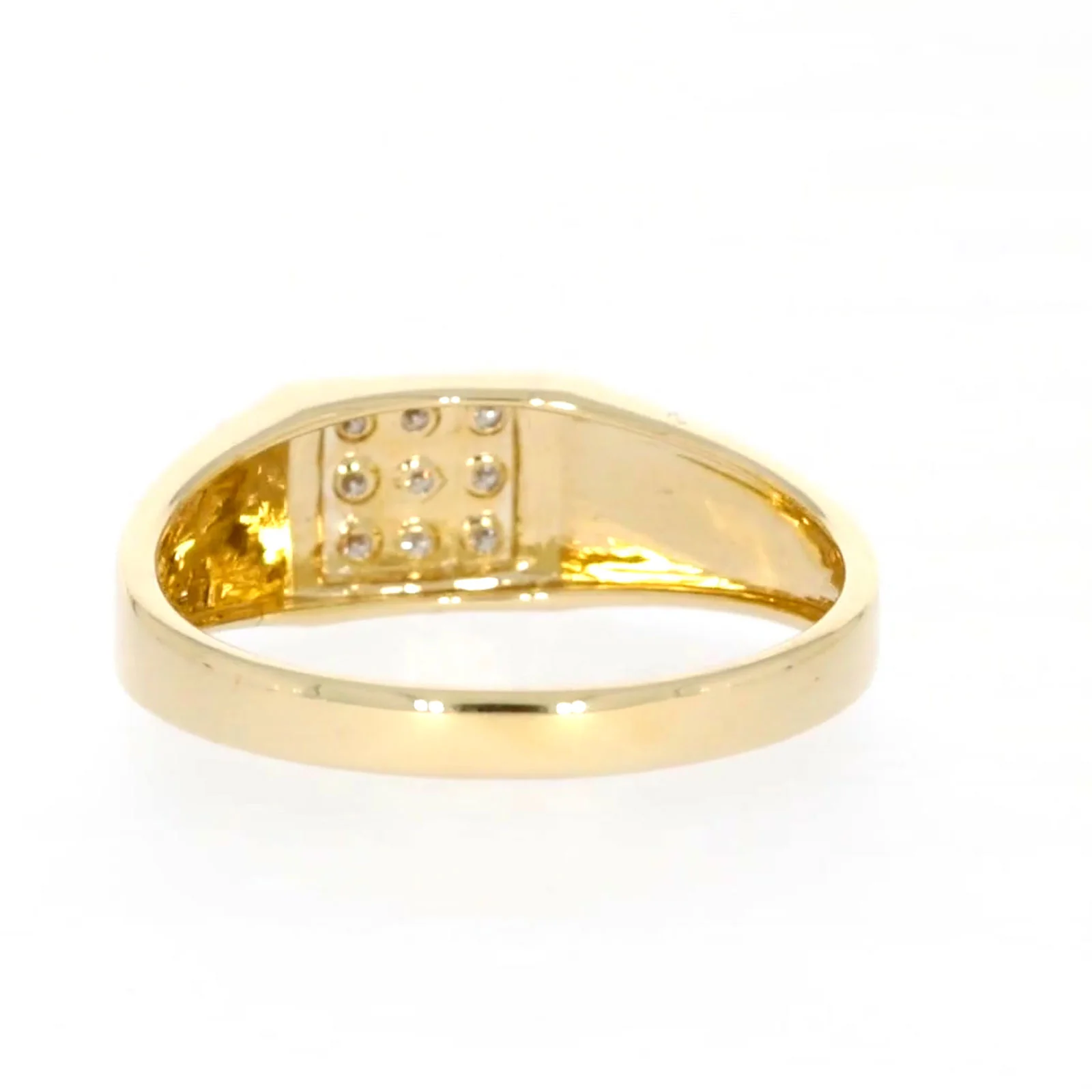 9ct Yellow Gold & Diamond Set Three Row Mens Ring - Image 36