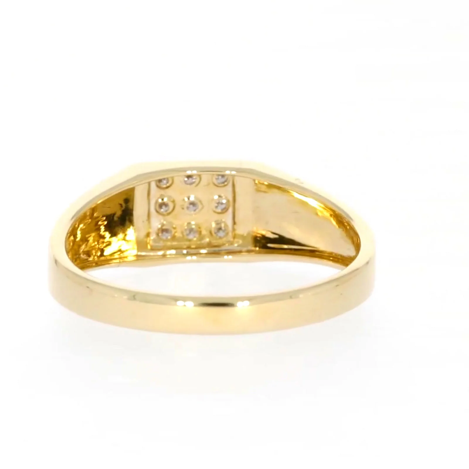 9ct Yellow Gold & Diamond Set Three Row Mens Ring - Image 37