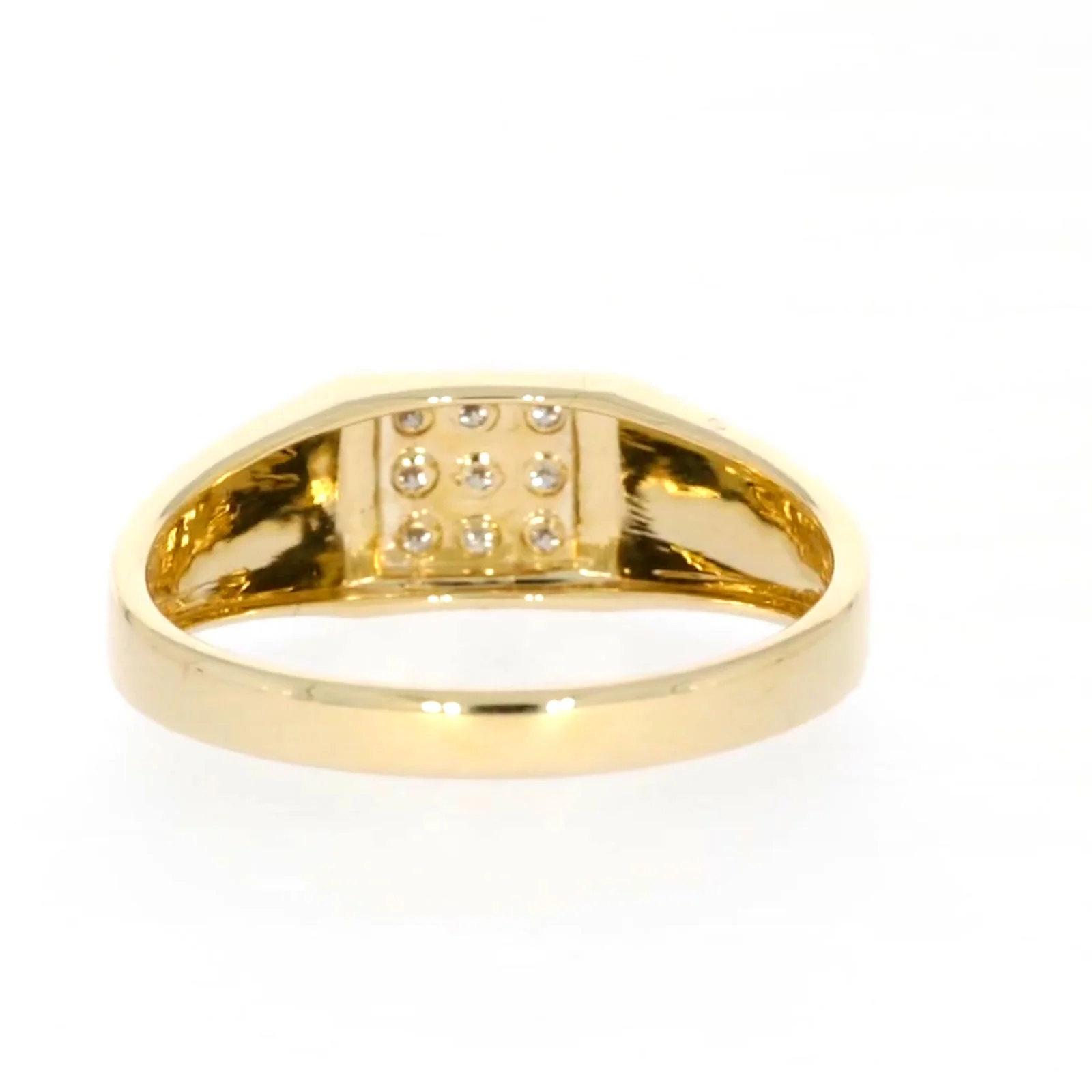 9ct Yellow Gold & Diamond Set Three Row Mens Ring - Image 38