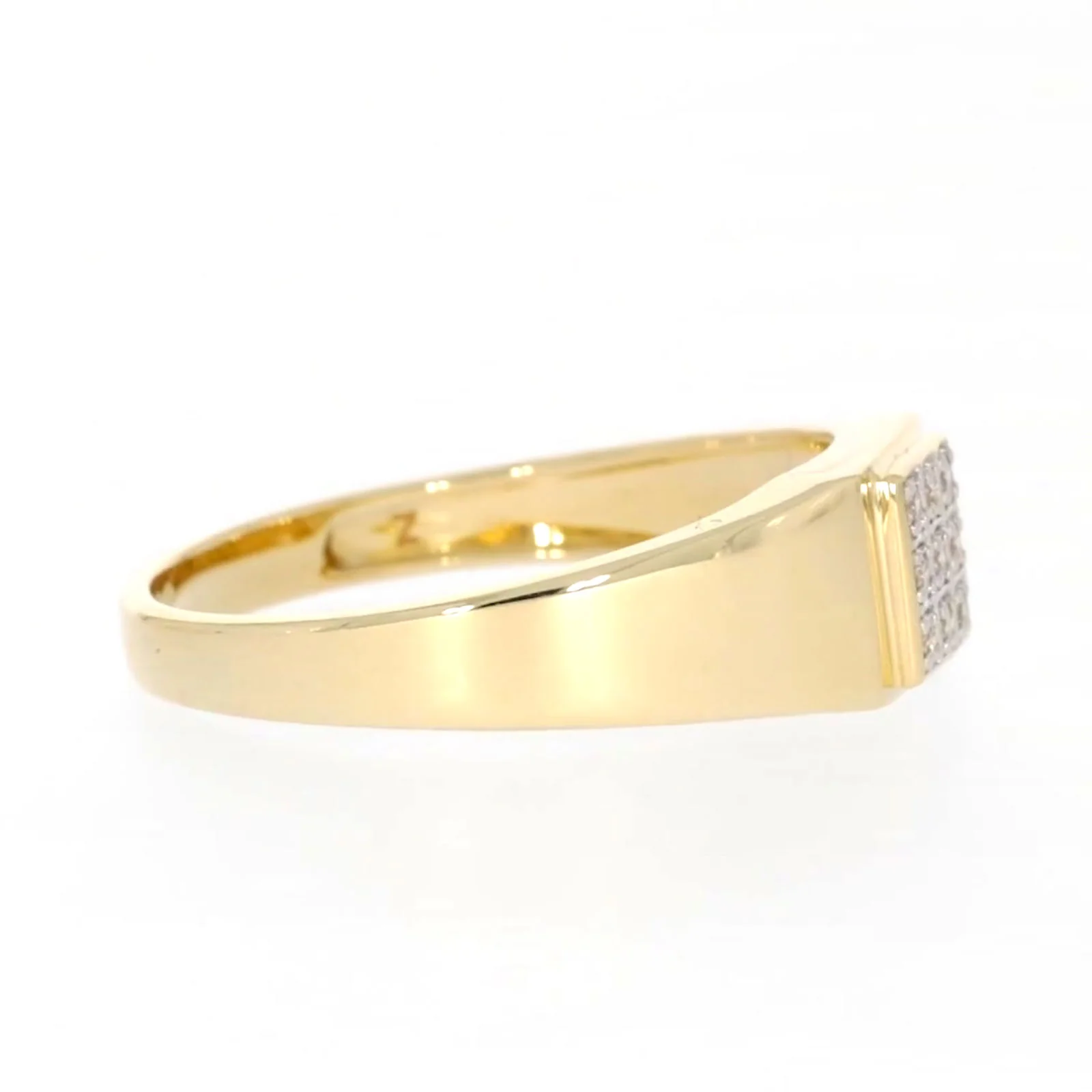 9ct Yellow Gold & Diamond Set Three Row Mens Ring - Image 60