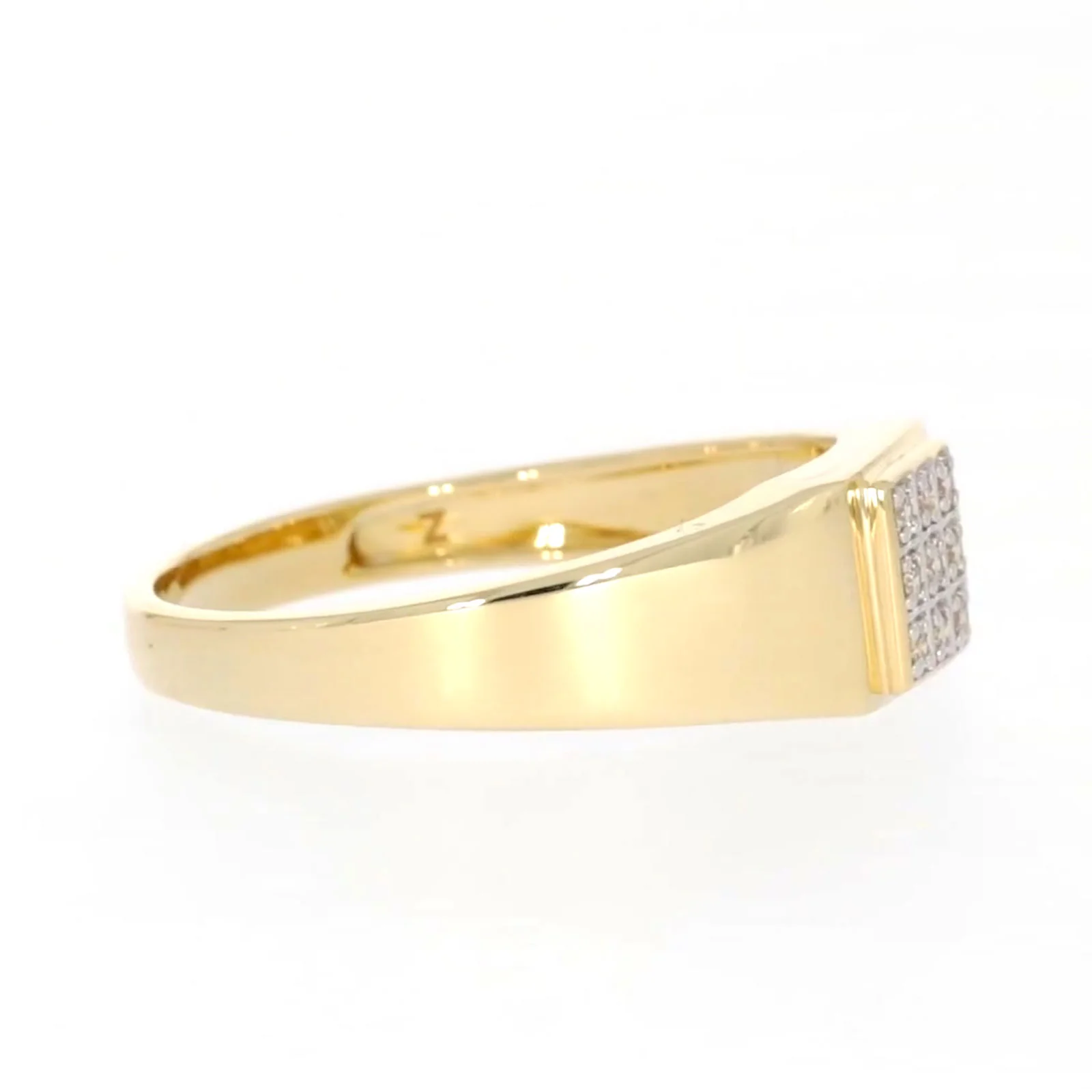 9ct Yellow Gold & Diamond Set Three Row Mens Ring - Image 61