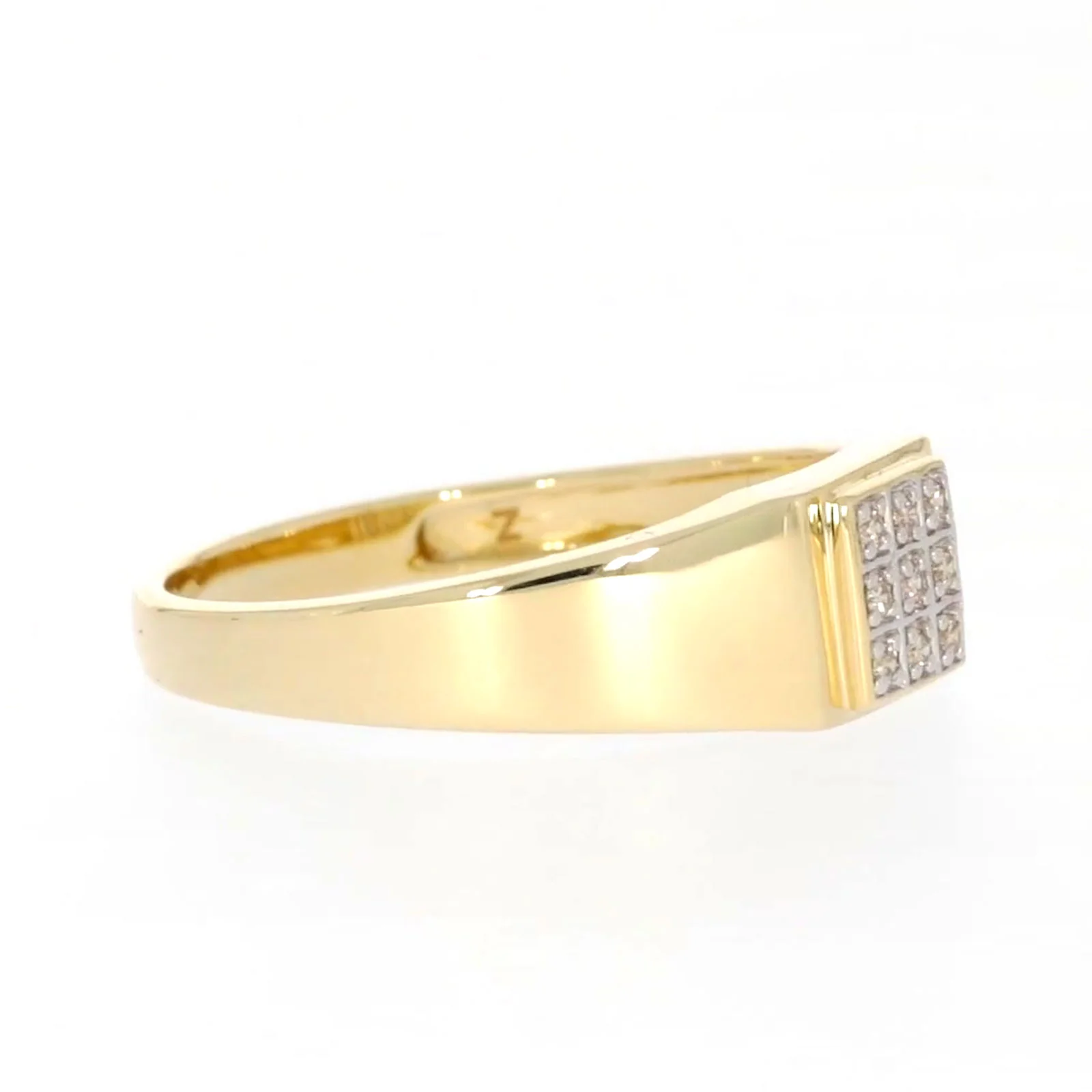 9ct Yellow Gold & Diamond Set Three Row Mens Ring - Image 63