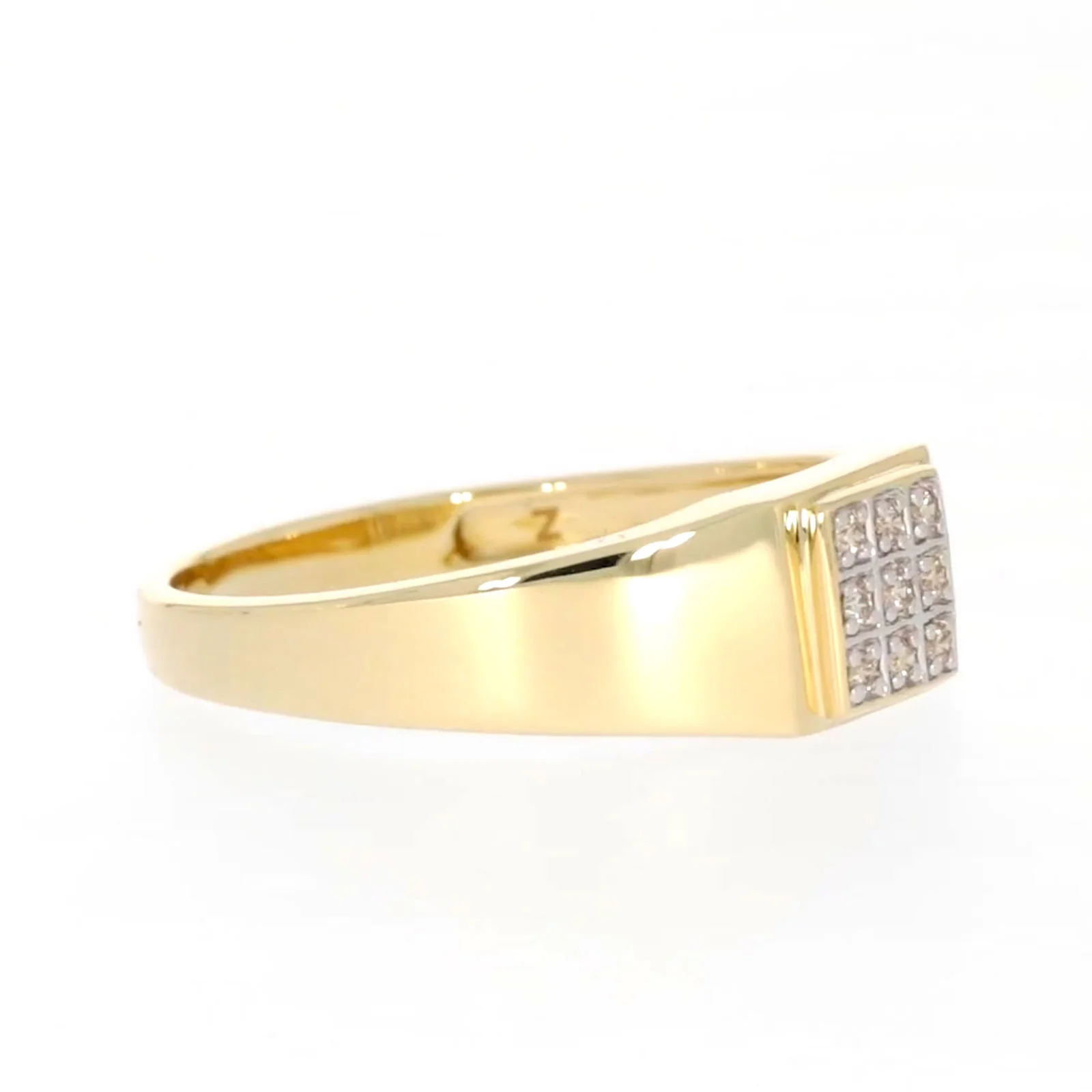 9ct Yellow Gold & Diamond Set Three Row Mens Ring - Image 64
