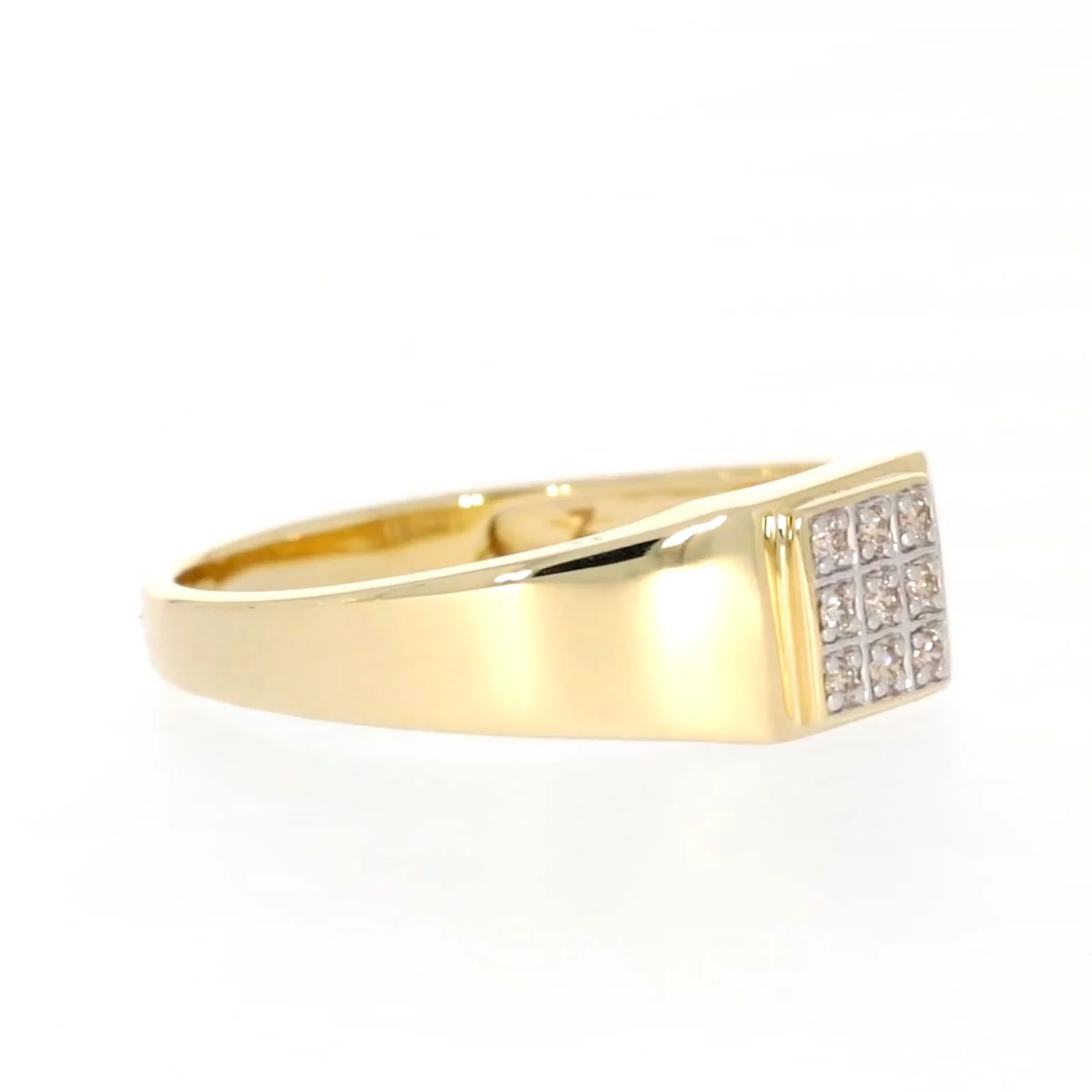 9ct Yellow Gold & Diamond Set Three Row Mens Ring - Image 65