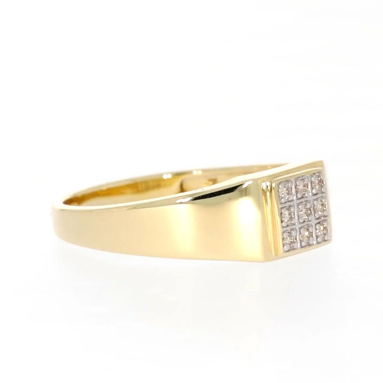 9ct Yellow Gold & Diamond Set Three Row Mens Ring - Image 66