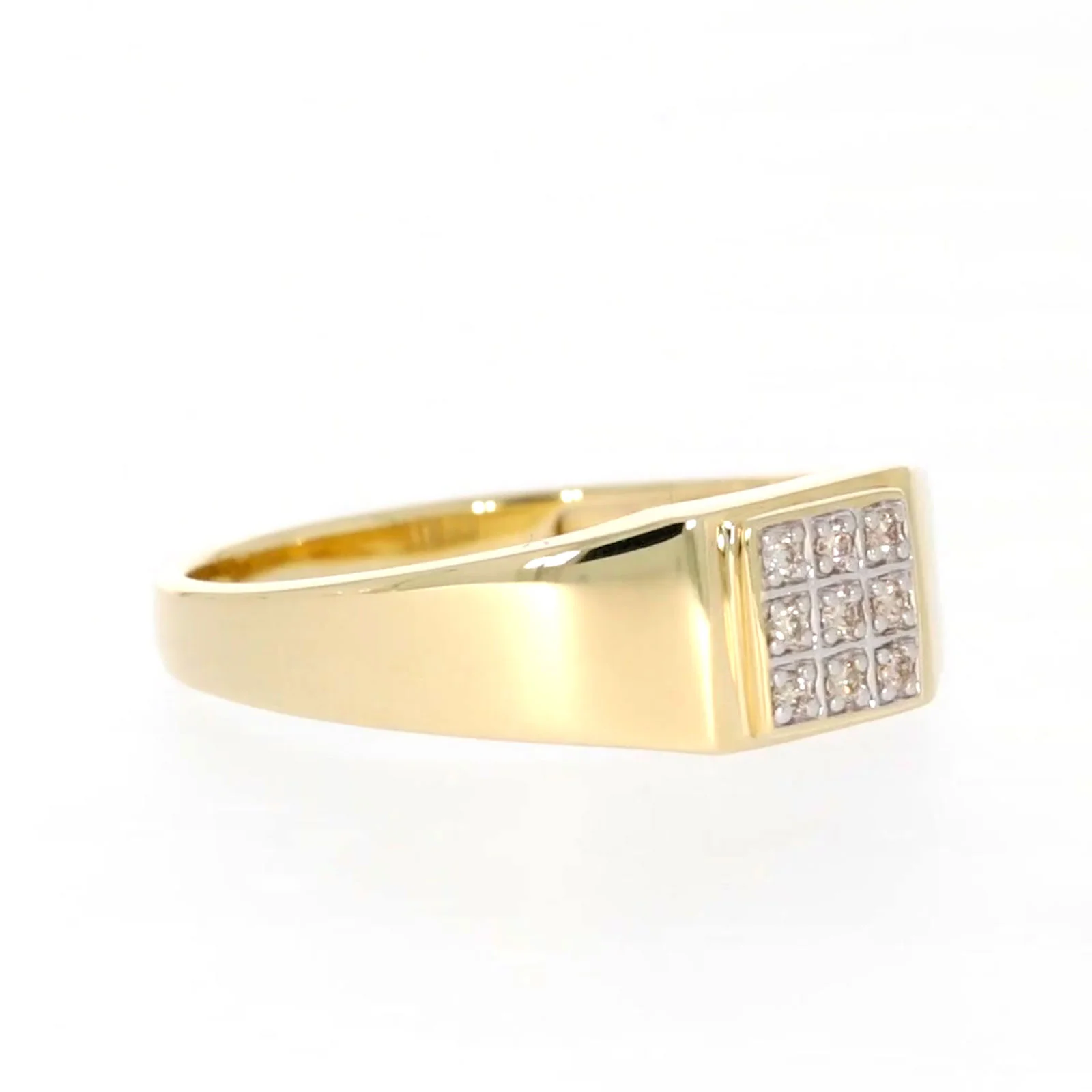 9ct Yellow Gold & Diamond Set Three Row Mens Ring - Image 67