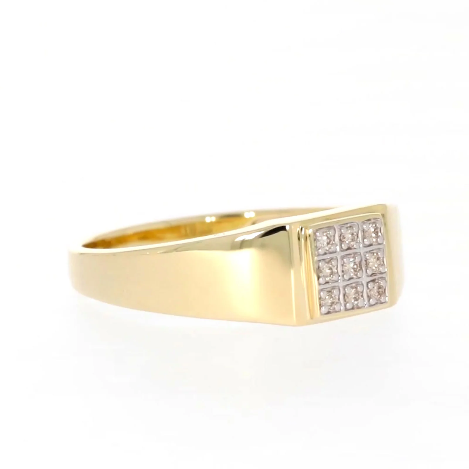 9ct Yellow Gold & Diamond Set Three Row Mens Ring - Image 68
