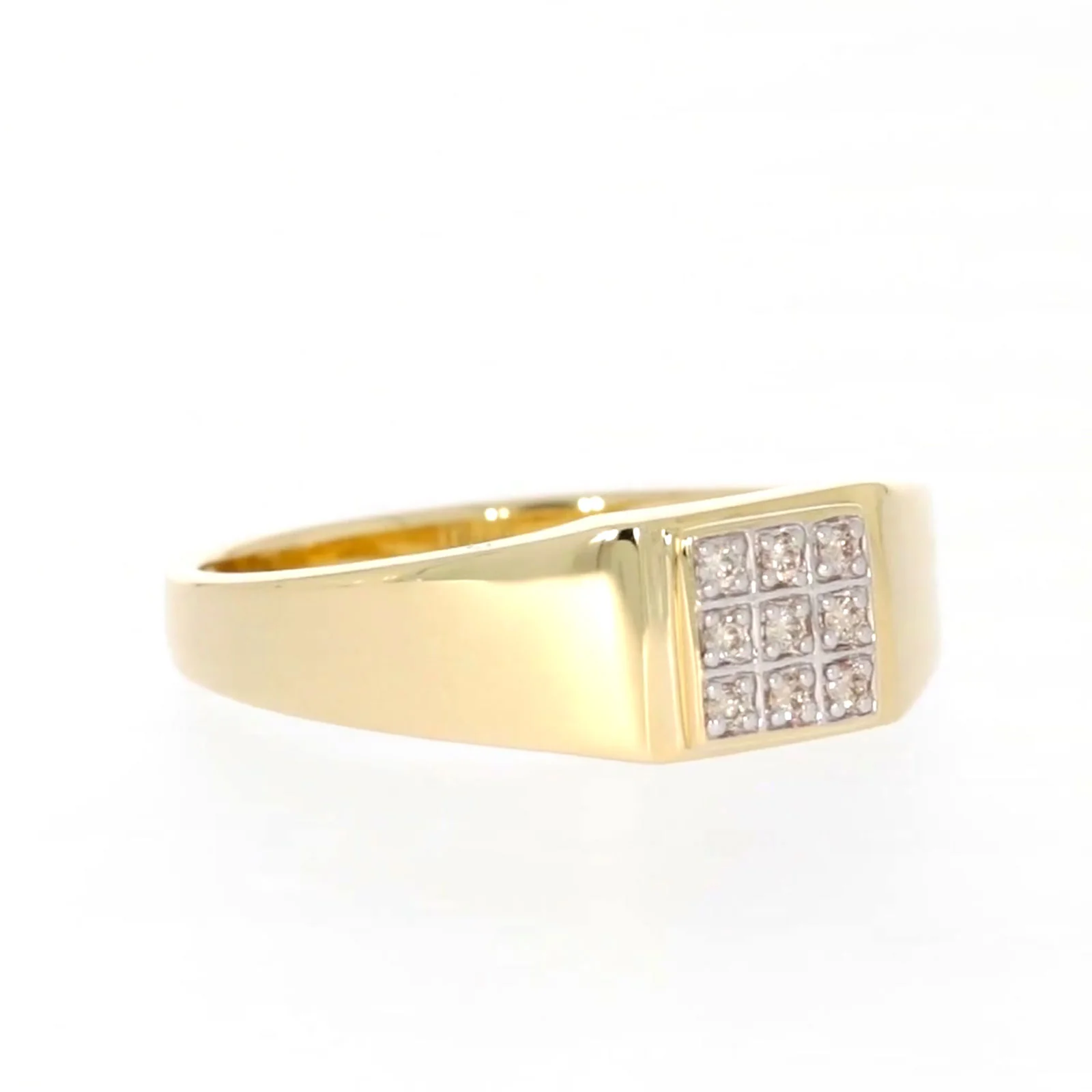 9ct Yellow Gold & Diamond Set Three Row Mens Ring - Image 69