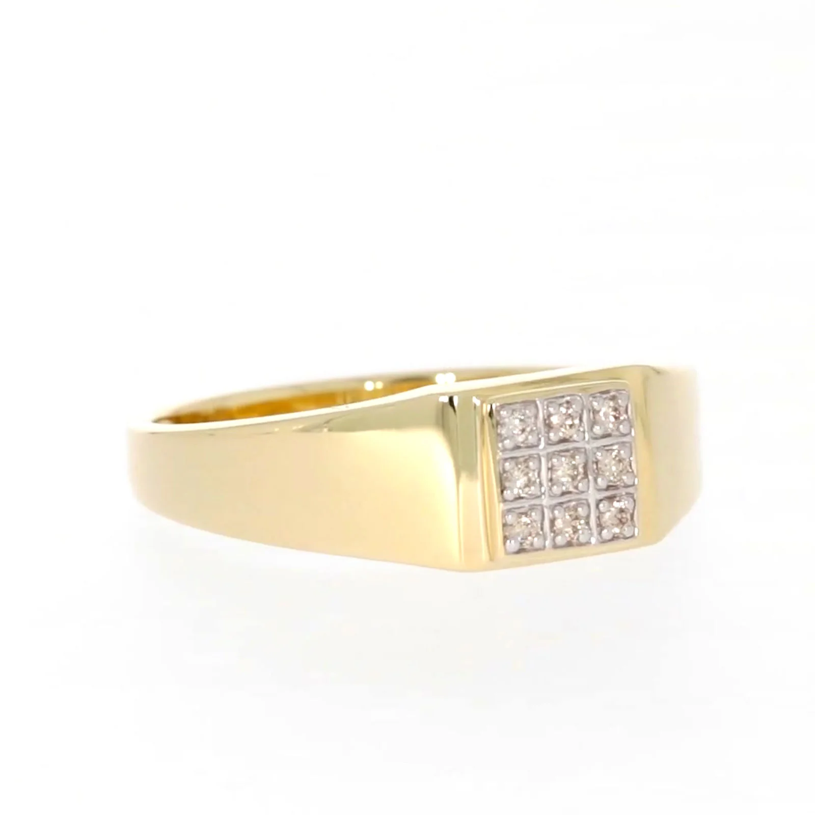 9ct Yellow Gold & Diamond Set Three Row Mens Ring - Image 70
