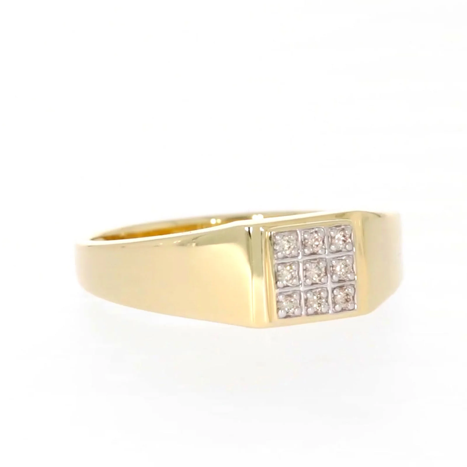 9ct Yellow Gold & Diamond Set Three Row Mens Ring - Image 71