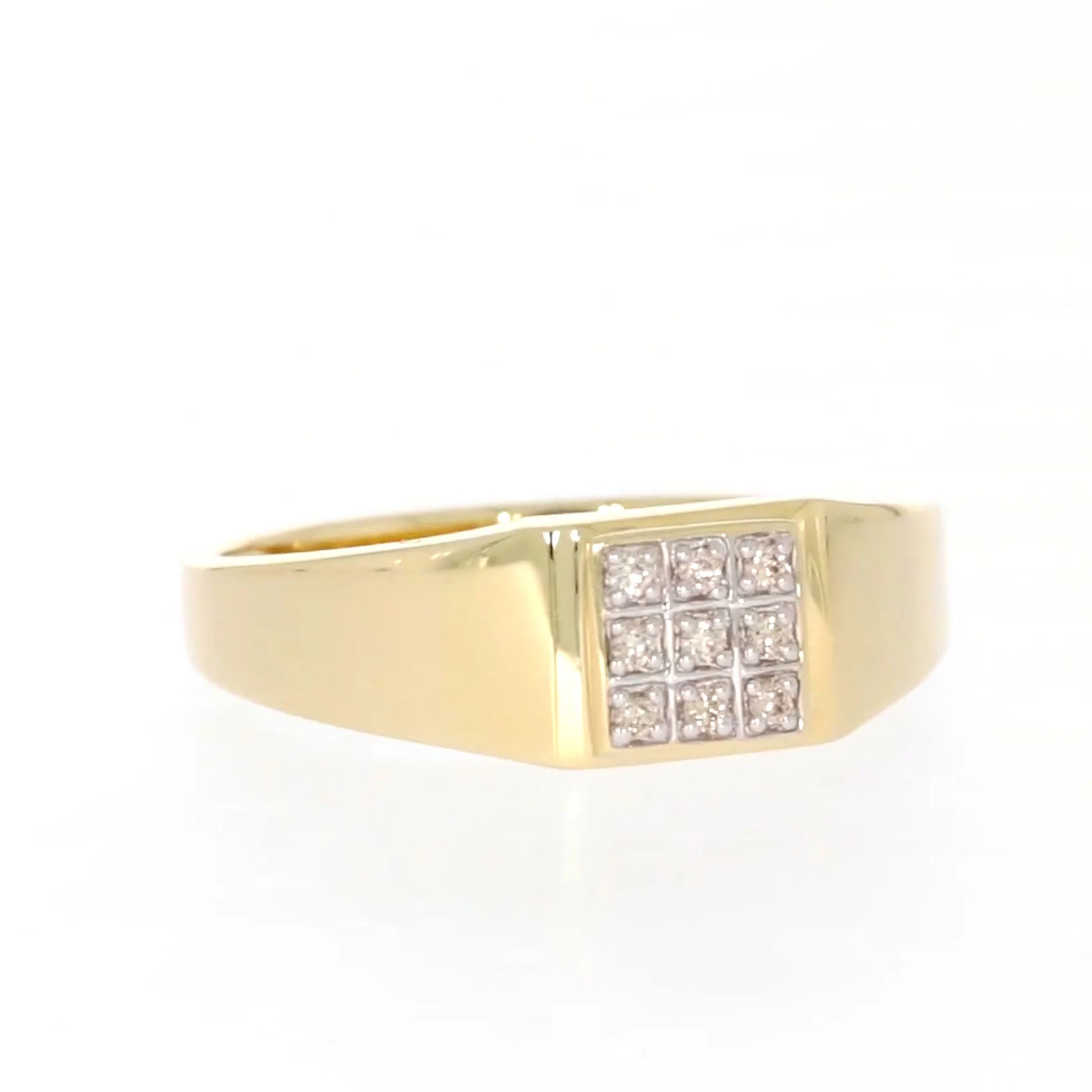 9ct Yellow Gold & Diamond Set Three Row Mens Ring - Image 72