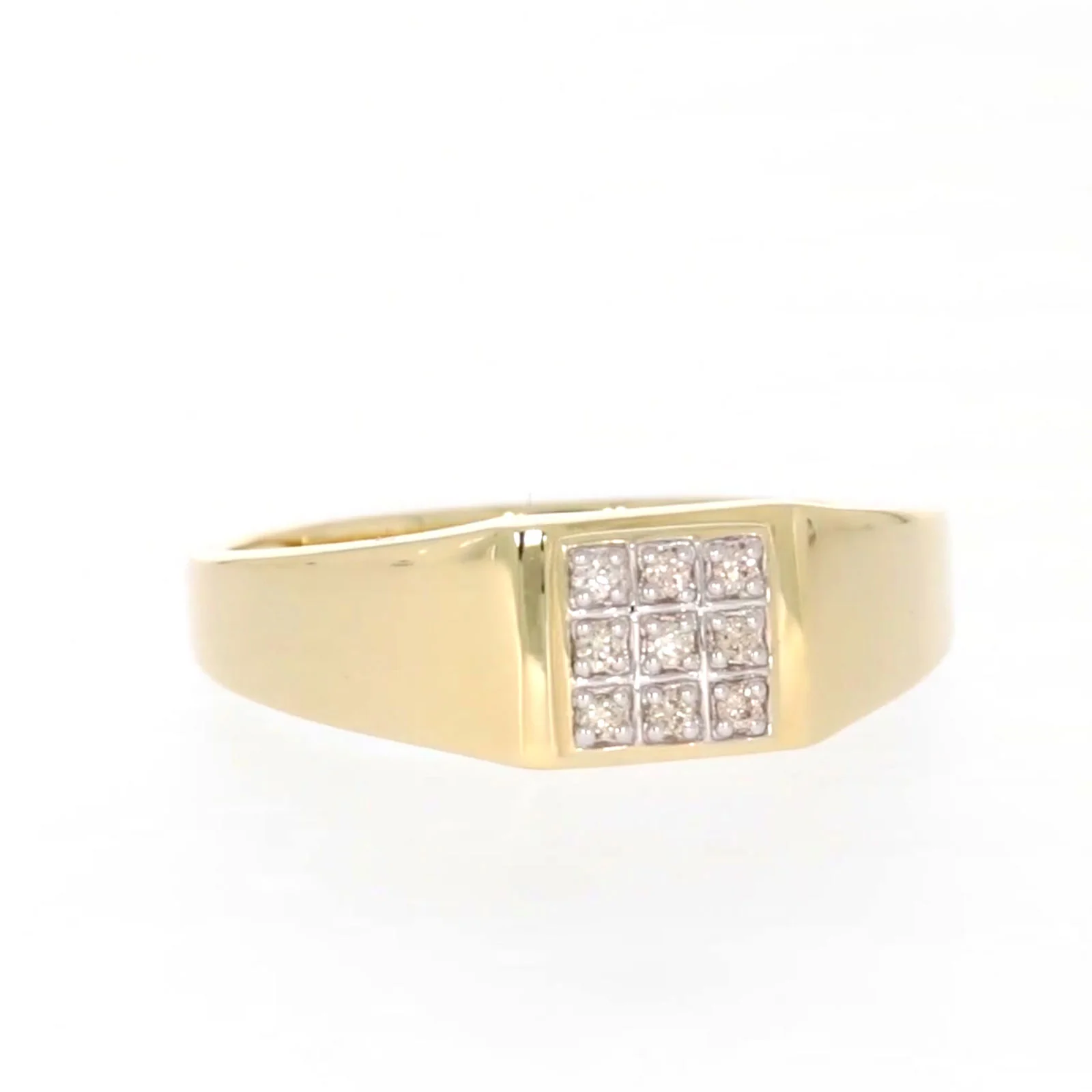 9ct Yellow Gold & Diamond Set Three Row Mens Ring - Image 73