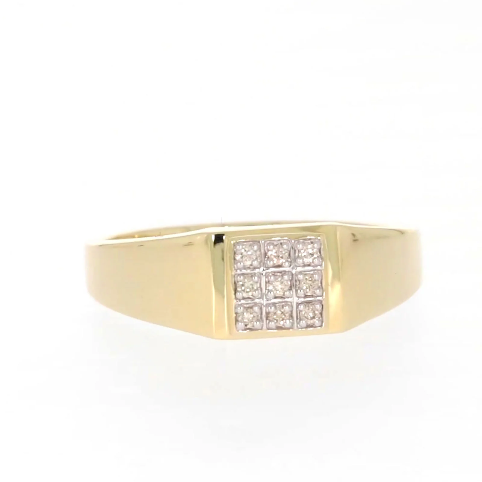 9ct Yellow Gold & Diamond Set Three Row Mens Ring - Image 74