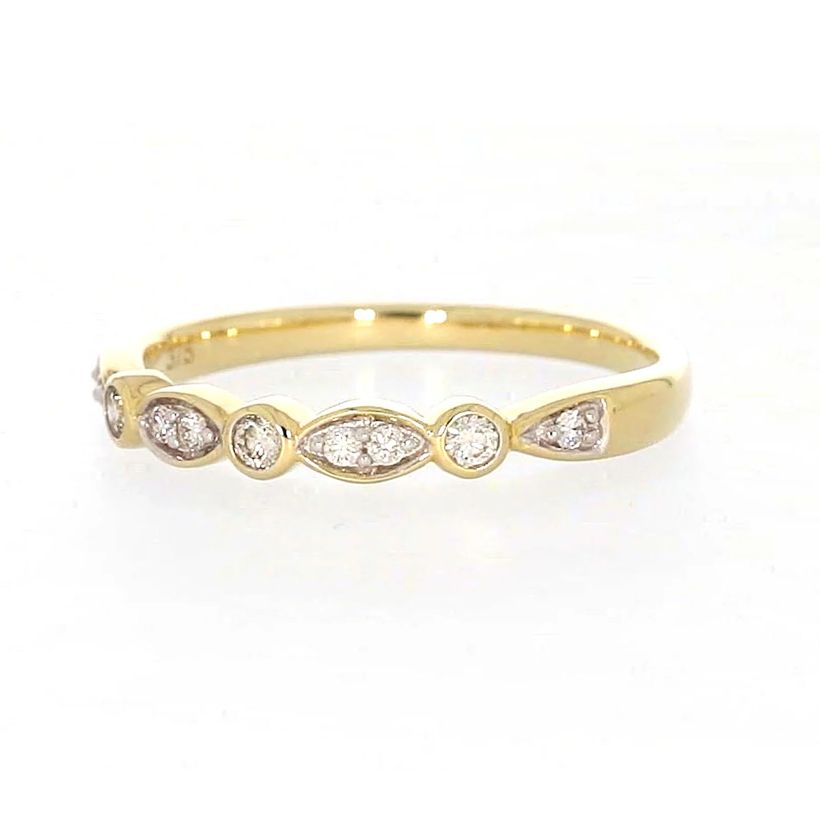 9ct Yellow Gold Round Brilliant Cut with 0.15 CARAT tw of Diamonds Ring - Image 7