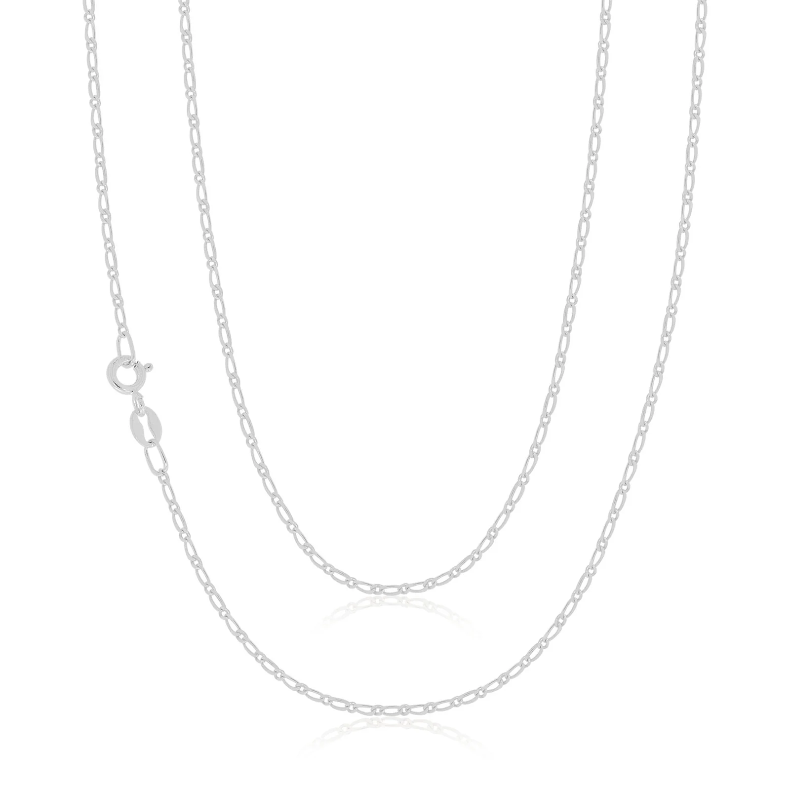 Sterling Silver 45cm 1:1 Figaro Chain Necklace
