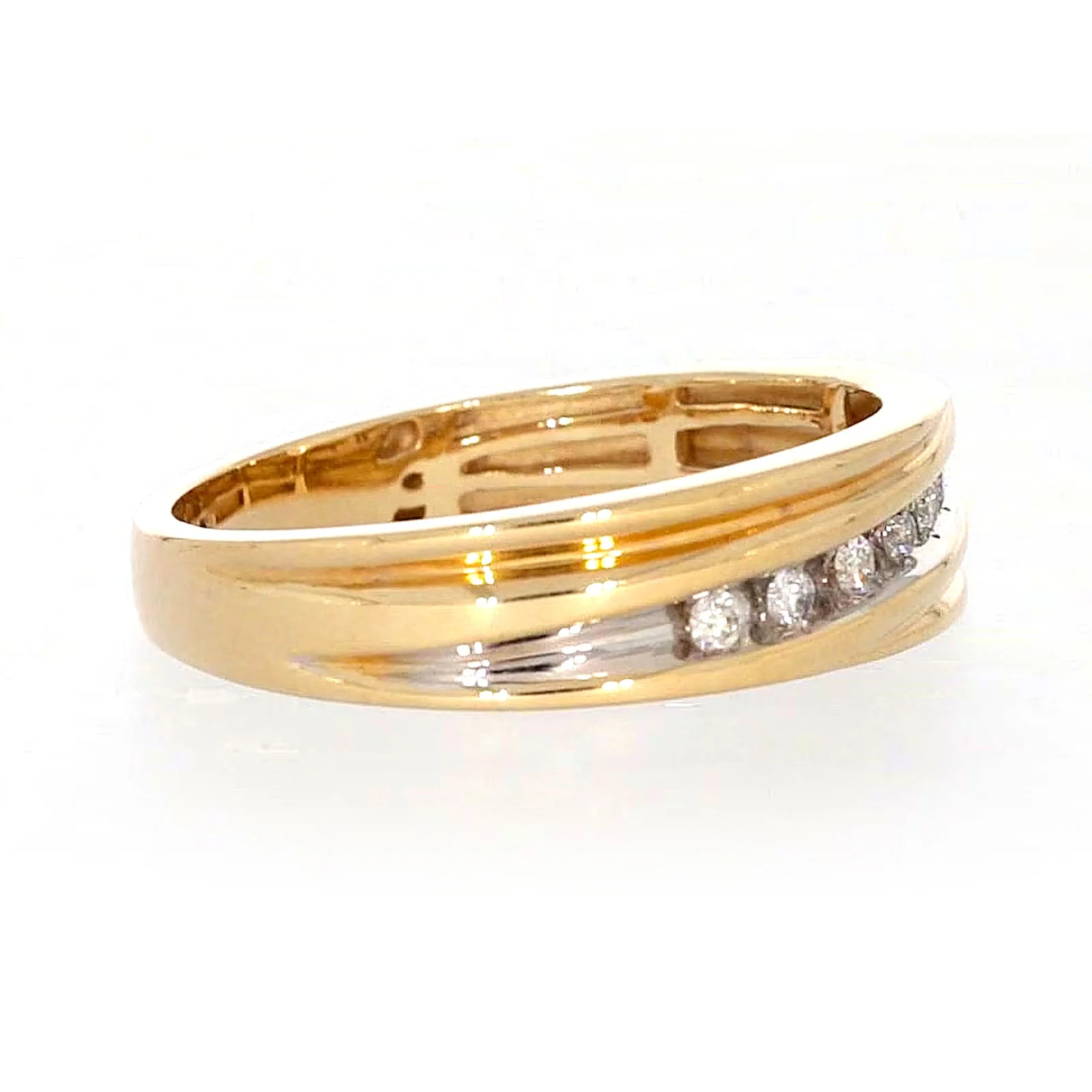 9ct Yellow Gold Round Brilliant Cut with 0.15 CARAT tw of Diamonds Mens Ring - Image 59
