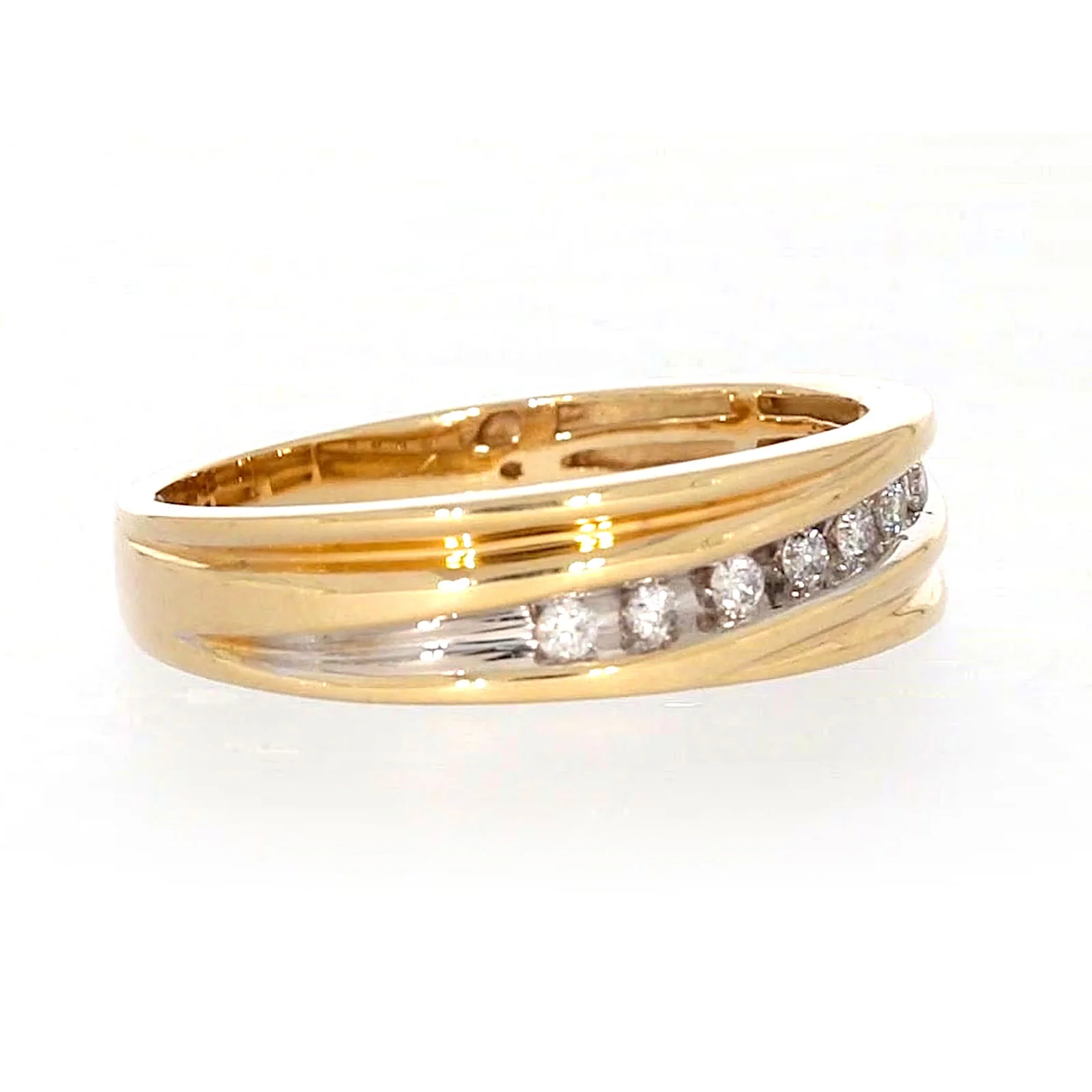 9ct Yellow Gold Round Brilliant Cut with 0.15 CARAT tw of Diamonds Mens Ring - Image 63