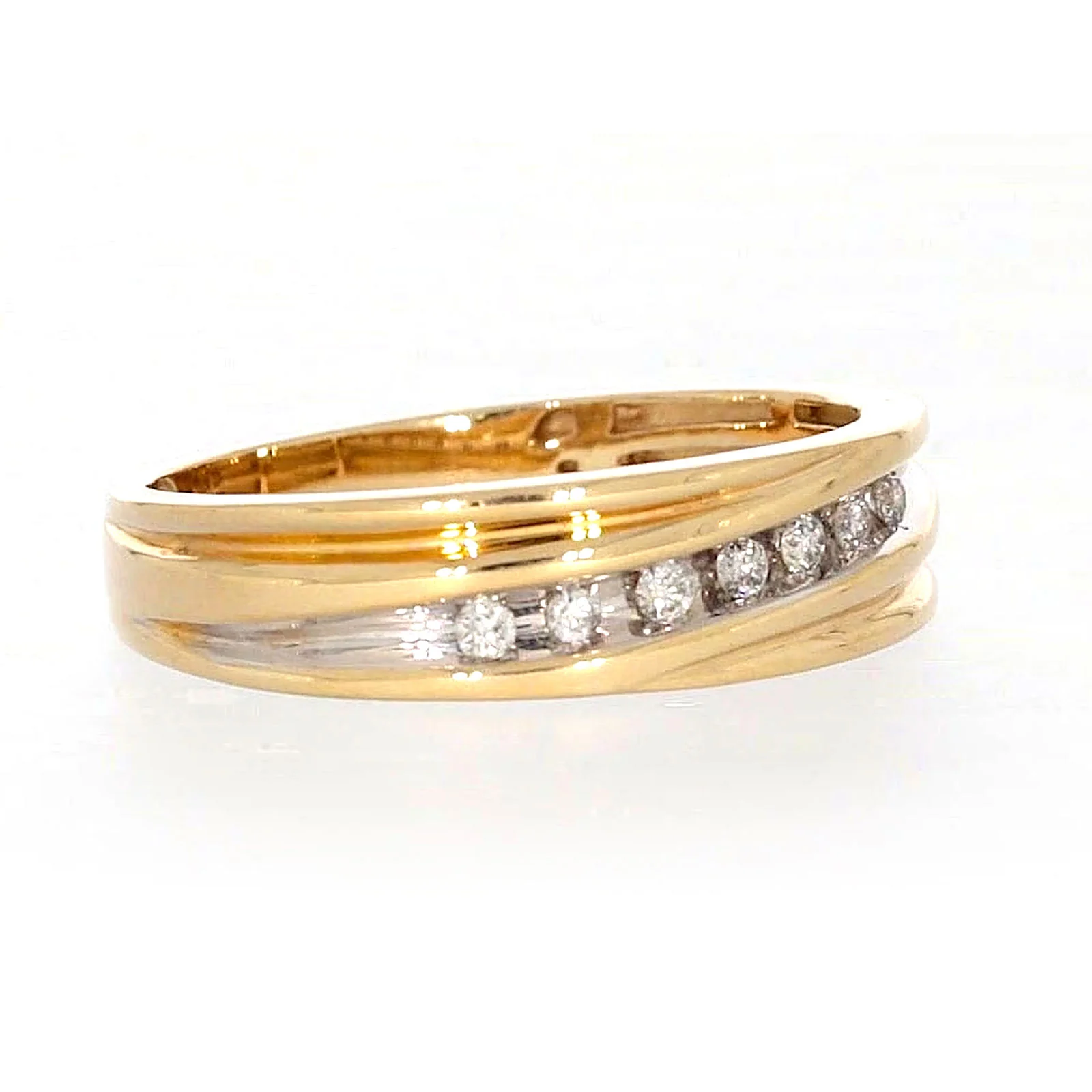 9ct Yellow Gold Round Brilliant Cut with 0.15 CARAT tw of Diamonds Mens Ring - Image 65