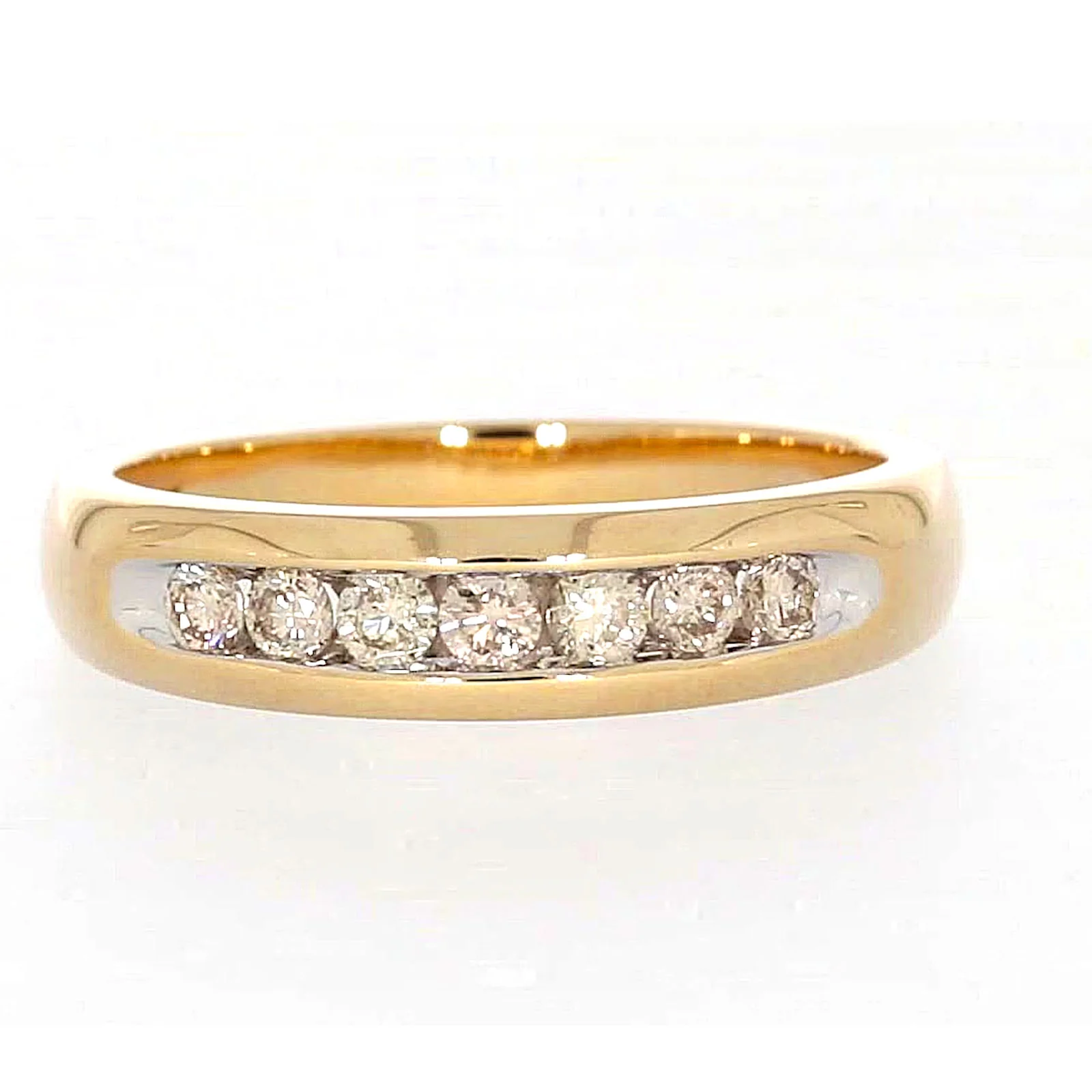 9ct Yellow Gold Round Brilliant Cut with 1/2 CARAT tw of Diamonds Mens Ring - Image 2