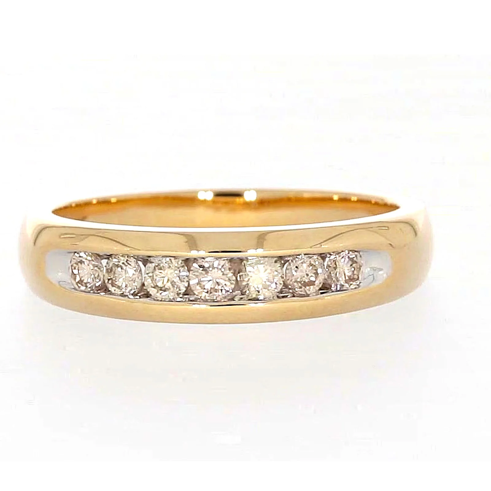 9ct Yellow Gold Round Brilliant Cut with 1/2 CARAT tw of Diamonds Mens Ring - Image 3