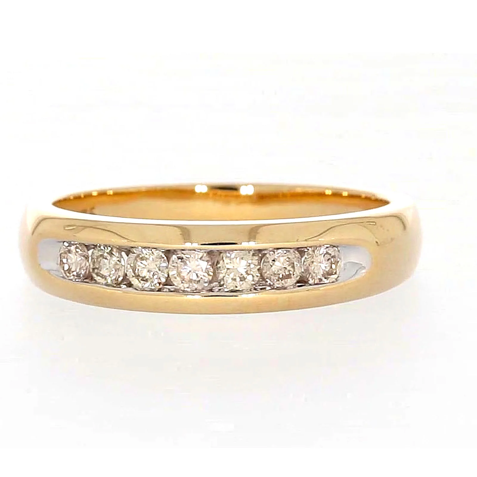 9ct Yellow Gold Round Brilliant Cut with 1/2 CARAT tw of Diamonds Mens Ring - Image 4