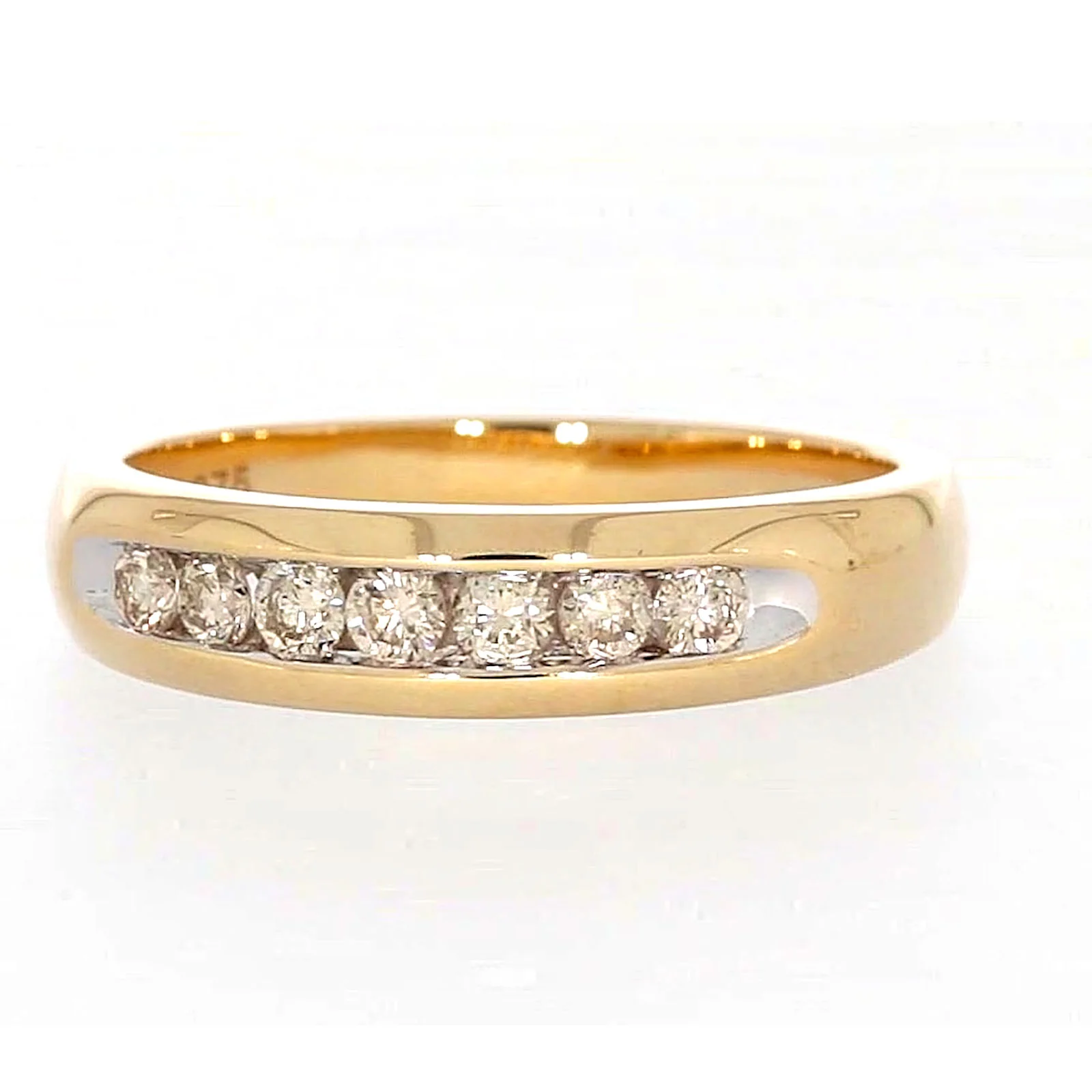 9ct Yellow Gold Round Brilliant Cut with 1/2 CARAT tw of Diamonds Mens Ring - Image 5