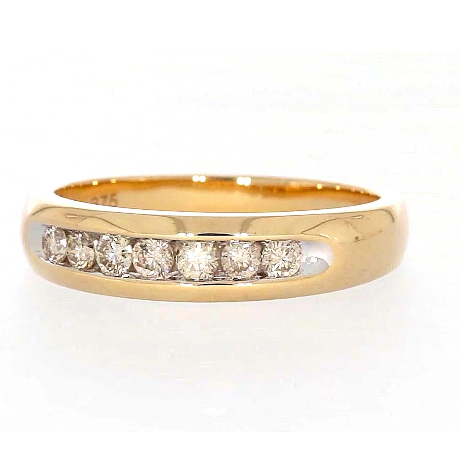 9ct Yellow Gold Round Brilliant Cut with 1/2 CARAT tw of Diamonds Mens Ring - Image 6