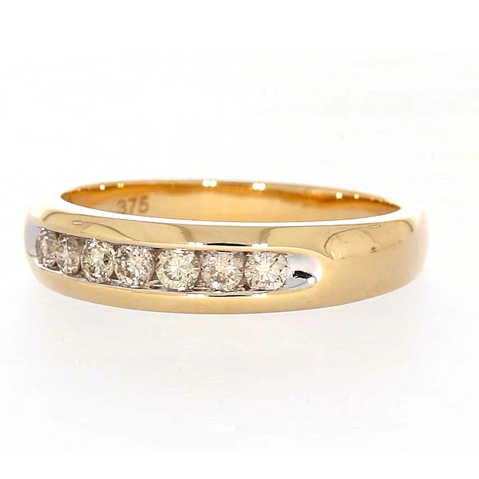 9ct Yellow Gold Round Brilliant Cut with 1/2 CARAT tw of Diamonds Mens Ring - Image 8