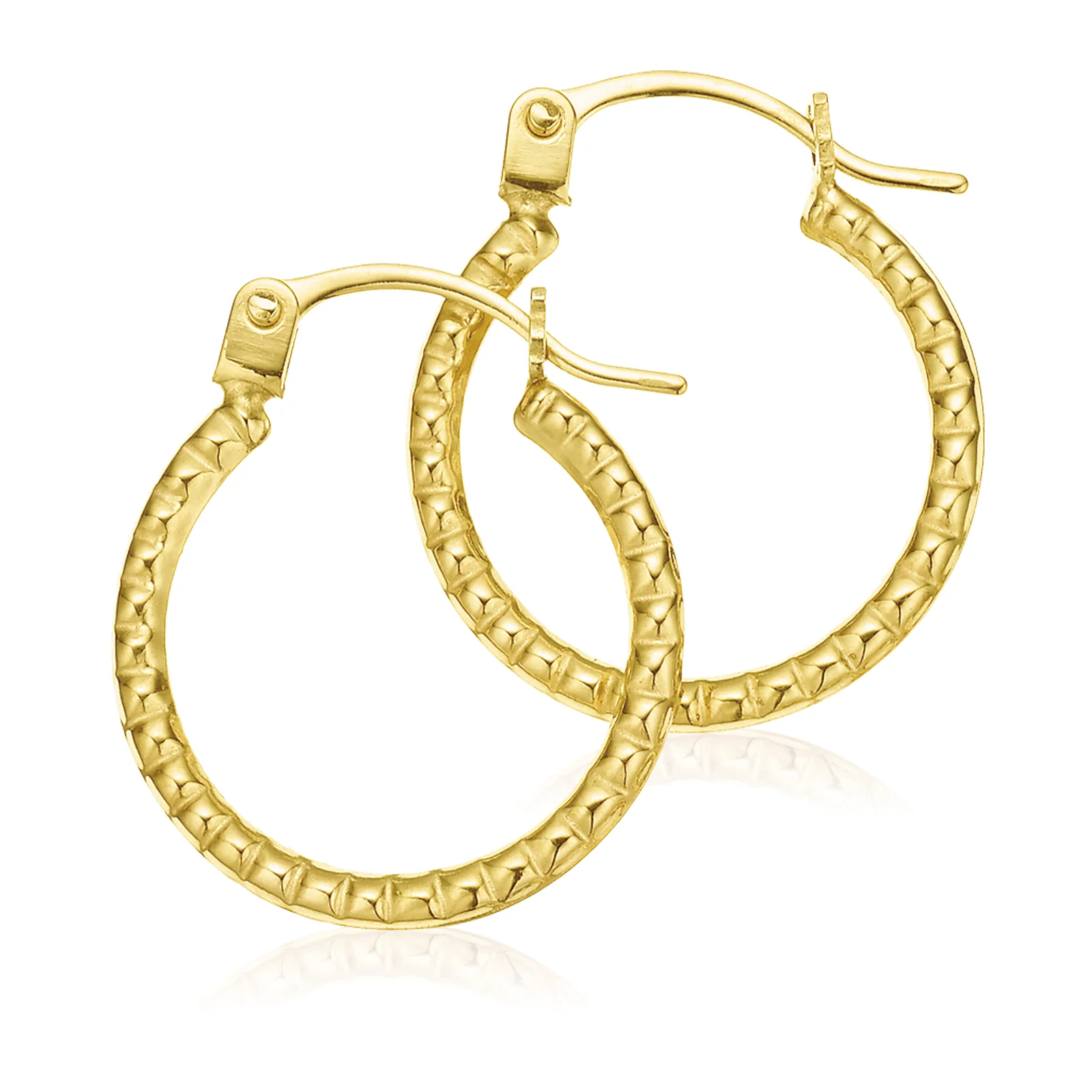9ct Yellow Gold Pattern Hoop Earrings