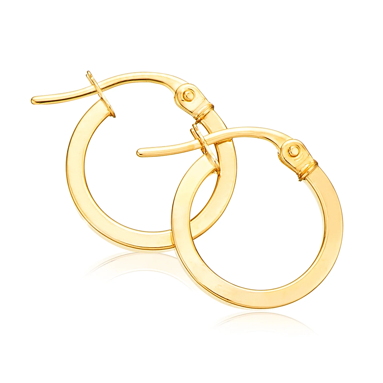9ct Yellow Gold 10x1mm Square Tube Hoop Earrings