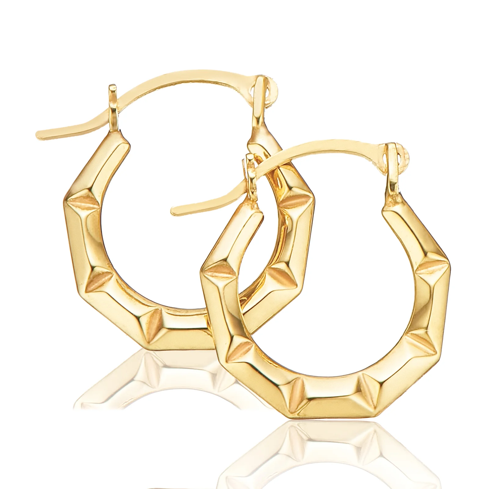 9ct Yellow Gold Pattern Hoop Earrings