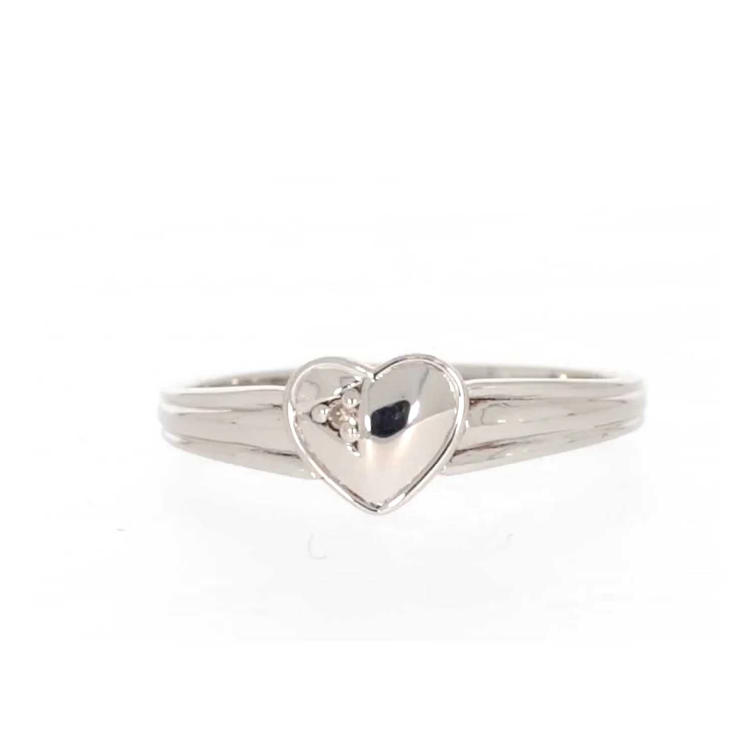 My First Diamond Kids Sterling Silver Diamond Set Signet Ring - Image 3