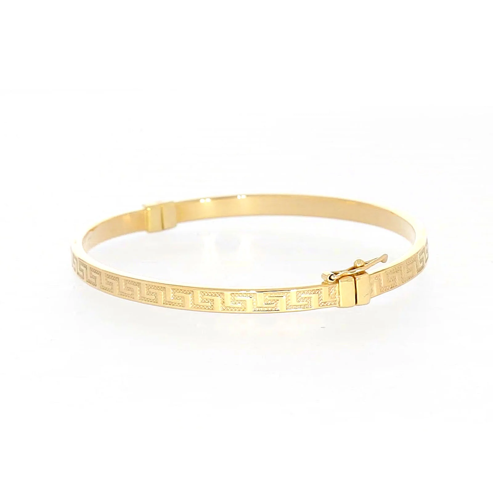 9ct Yellow Gold Greek Key Hinged Bangle - Image 13