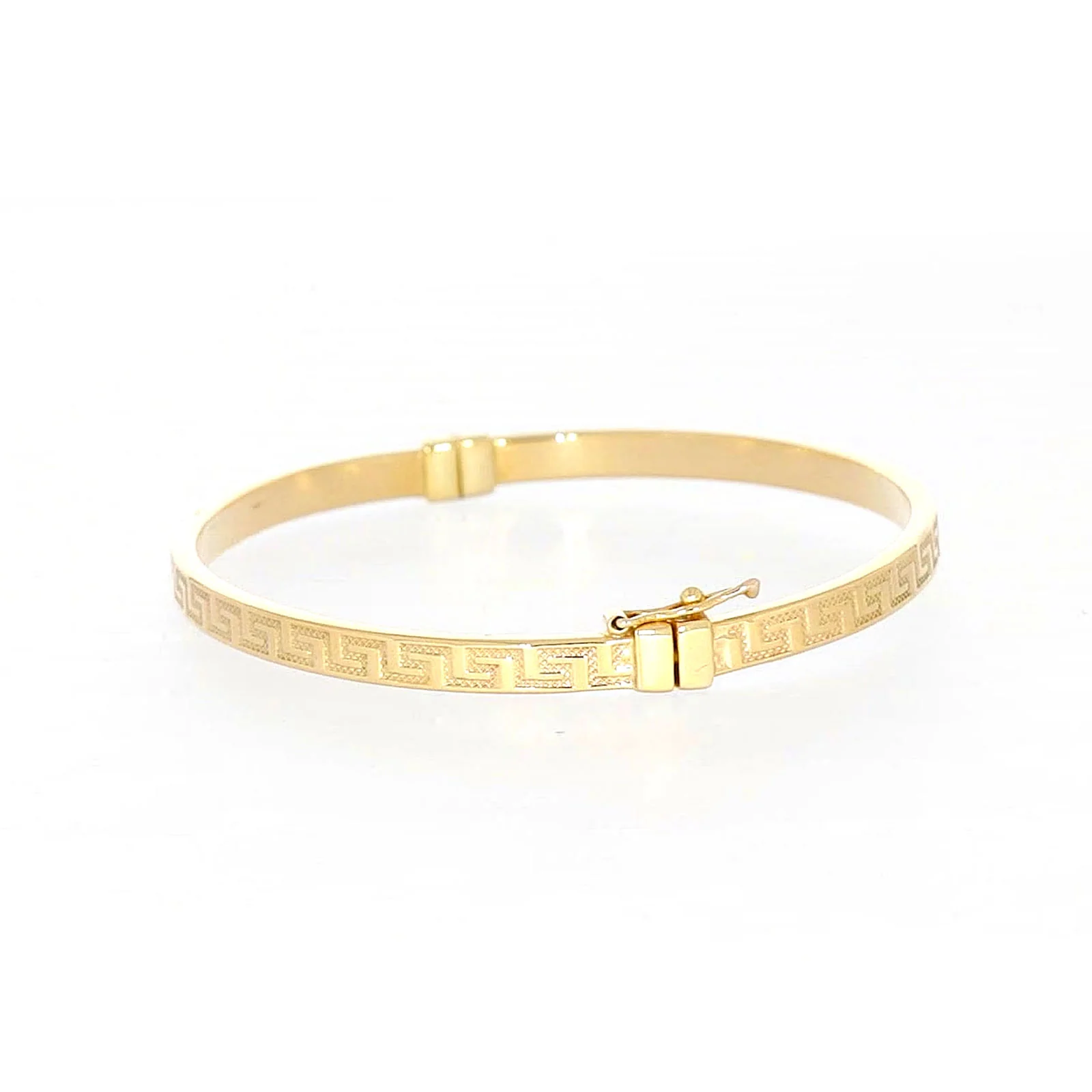 9ct Yellow Gold Greek Key Hinged Bangle - Image 16