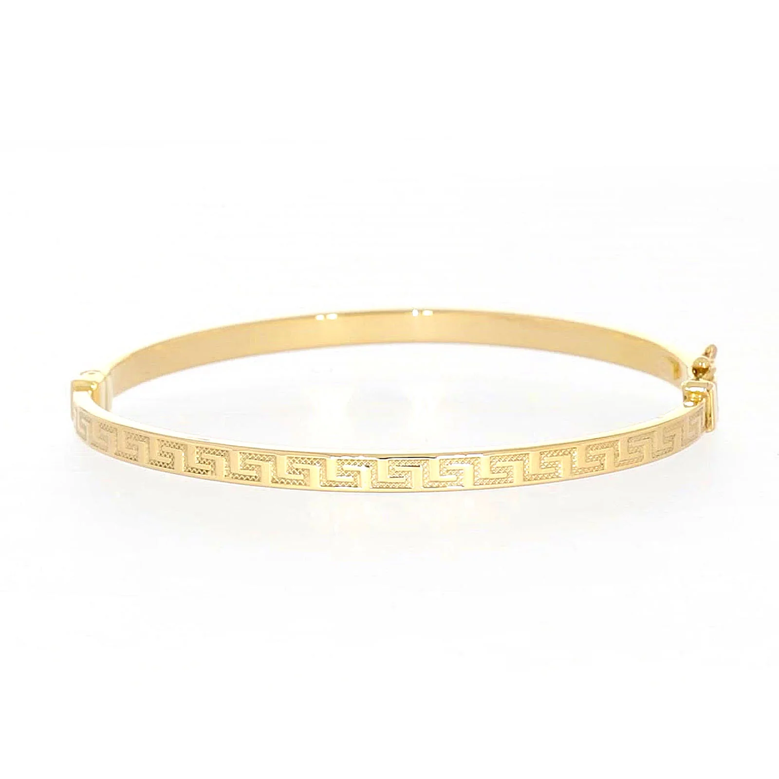 9ct Yellow Gold Greek Key Hinged Bangle - Image 2