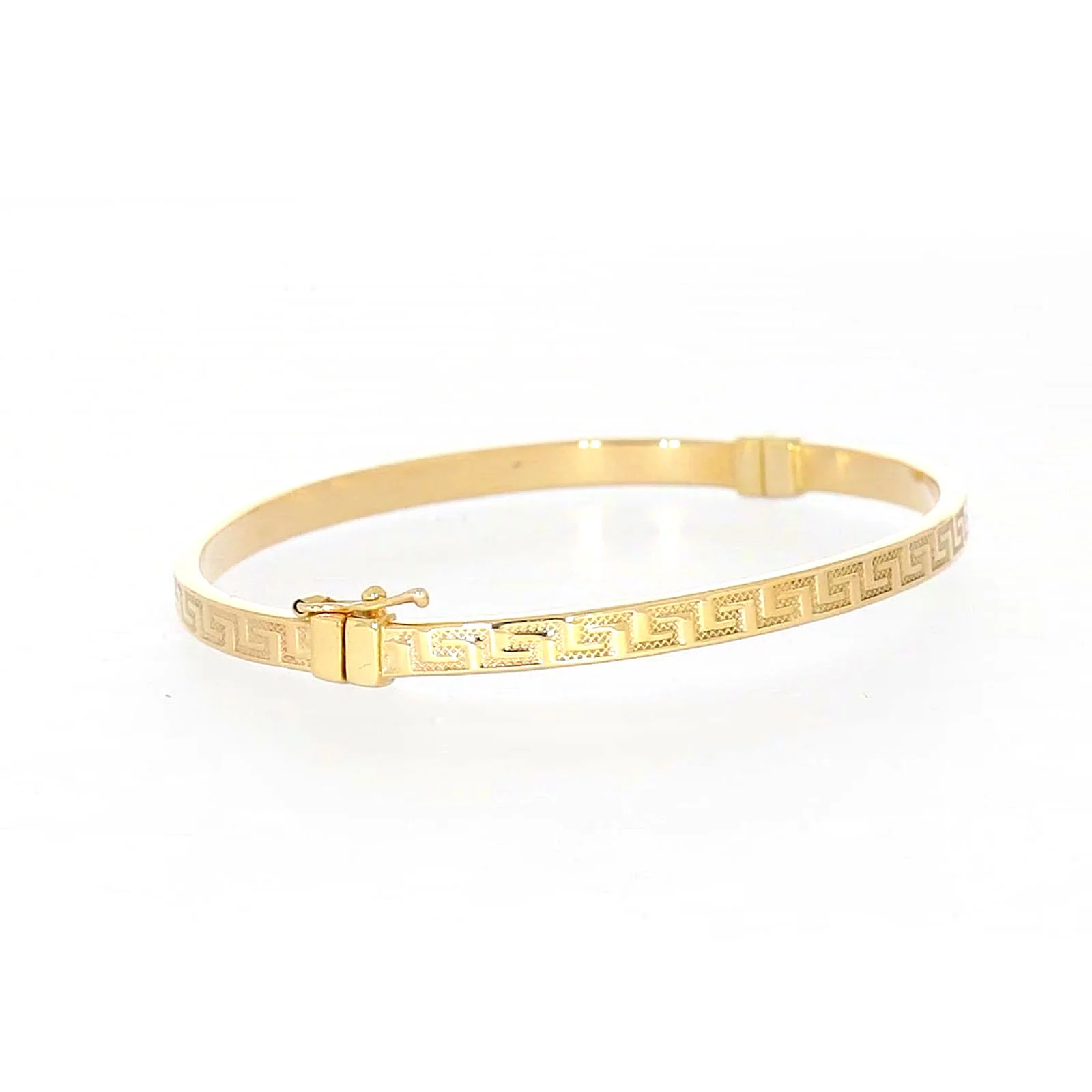 9ct Yellow Gold Greek Key Hinged Bangle - Image 25