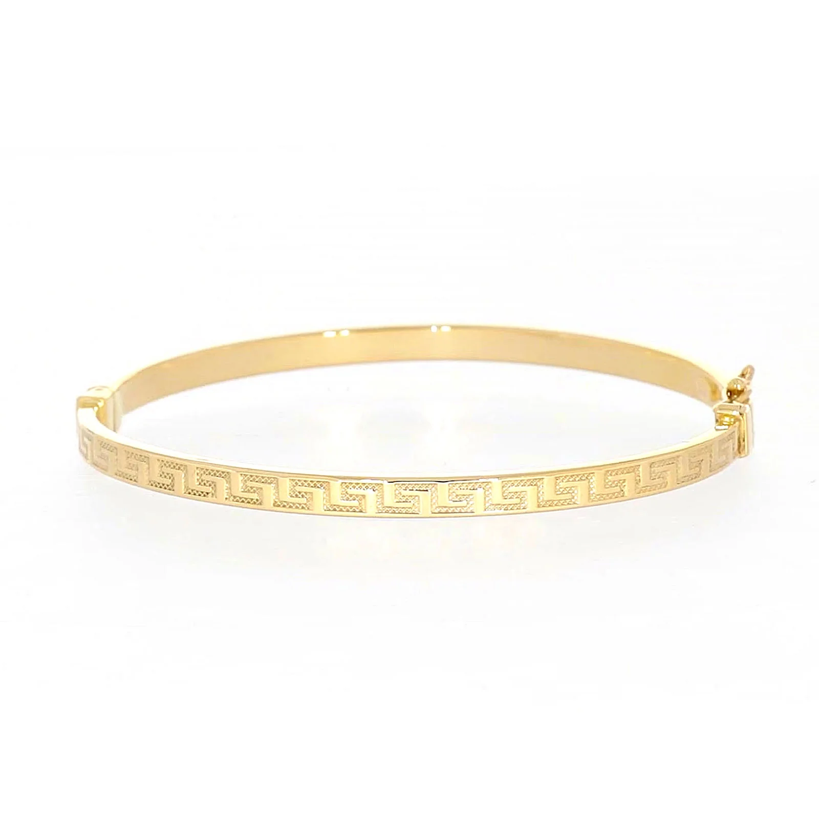 9ct Yellow Gold Greek Key Hinged Bangle - Image 3