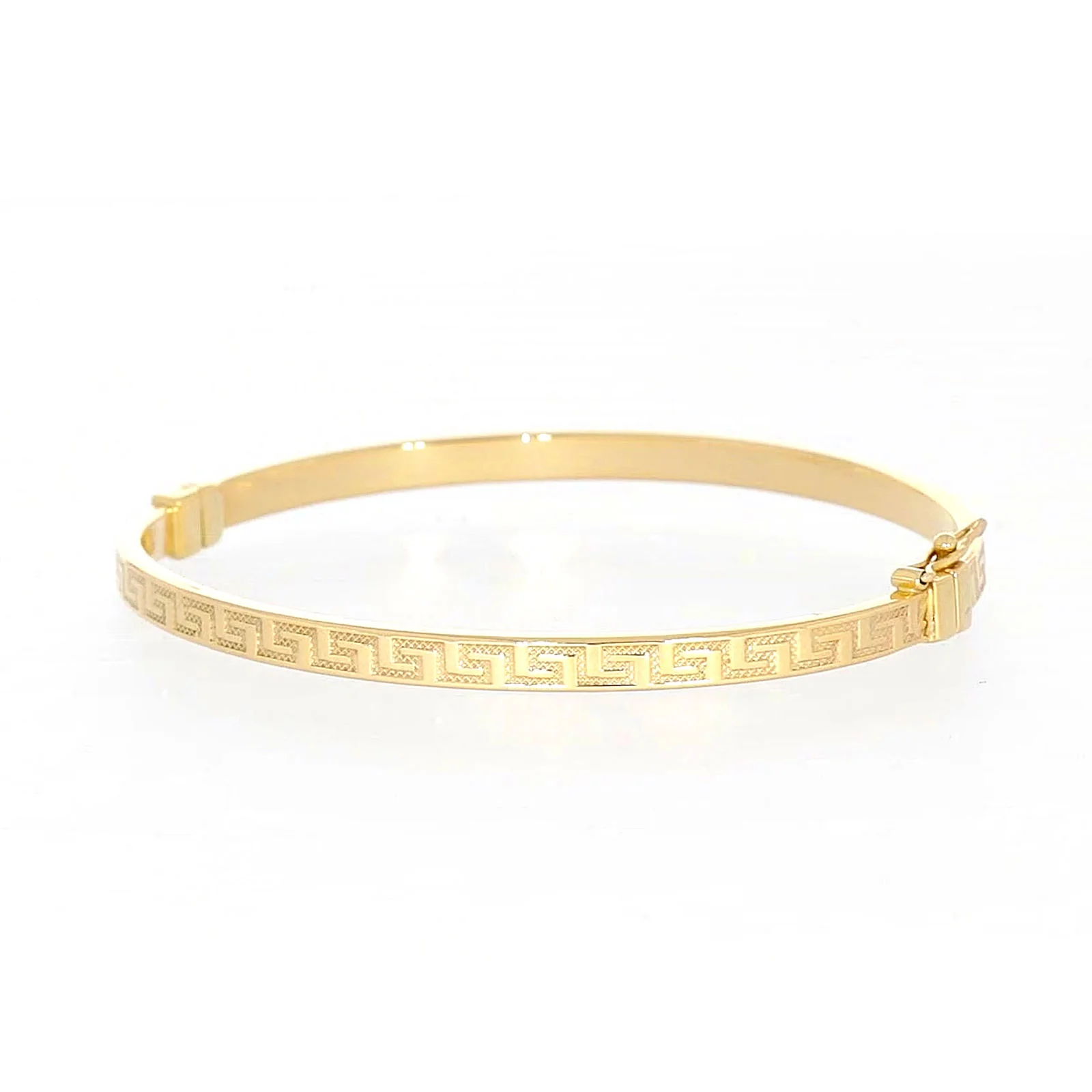 9ct Yellow Gold Greek Key Hinged Bangle - Image 7